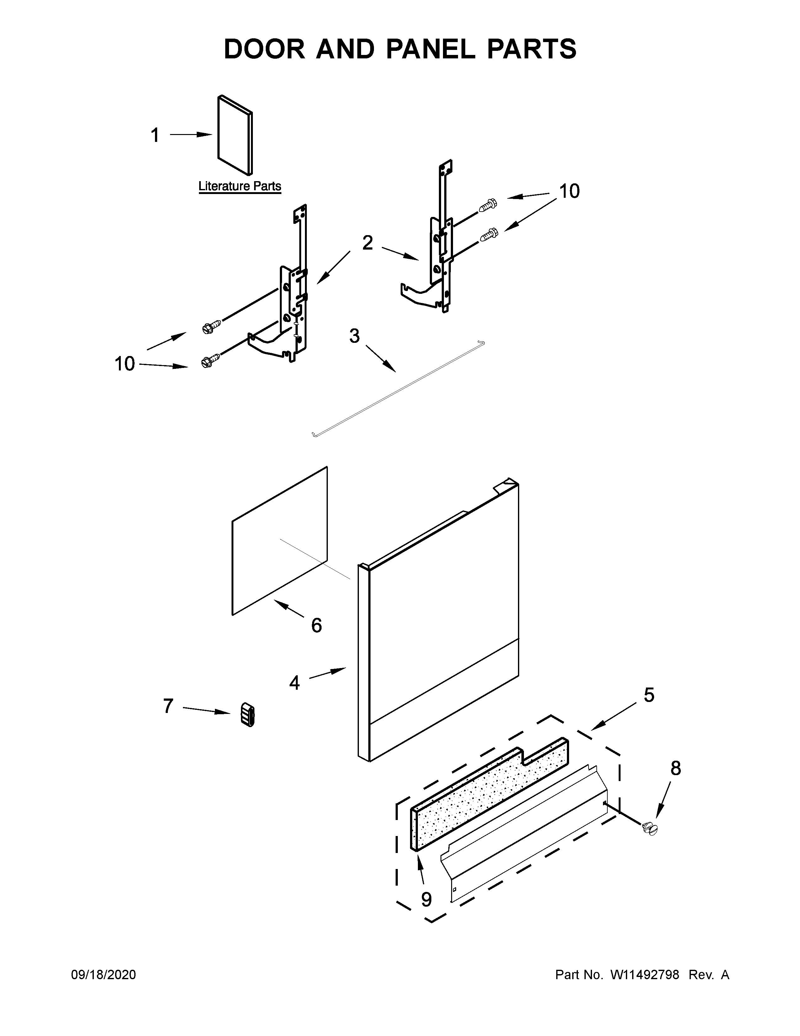 Whirlpool WDF330PAHB4 door and panel parts diagram