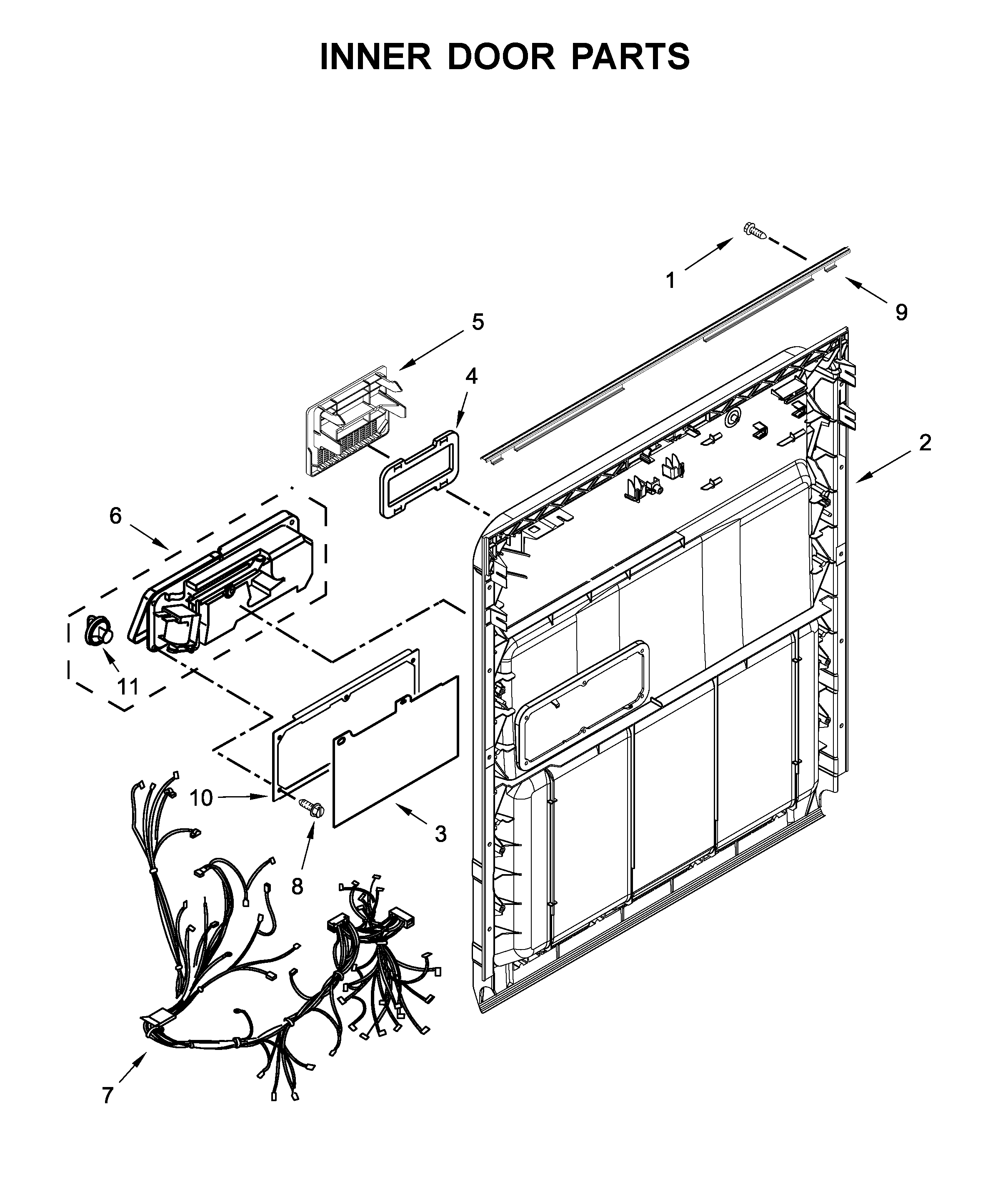 Whirlpool WDF330PAHB4 inner door parts diagram