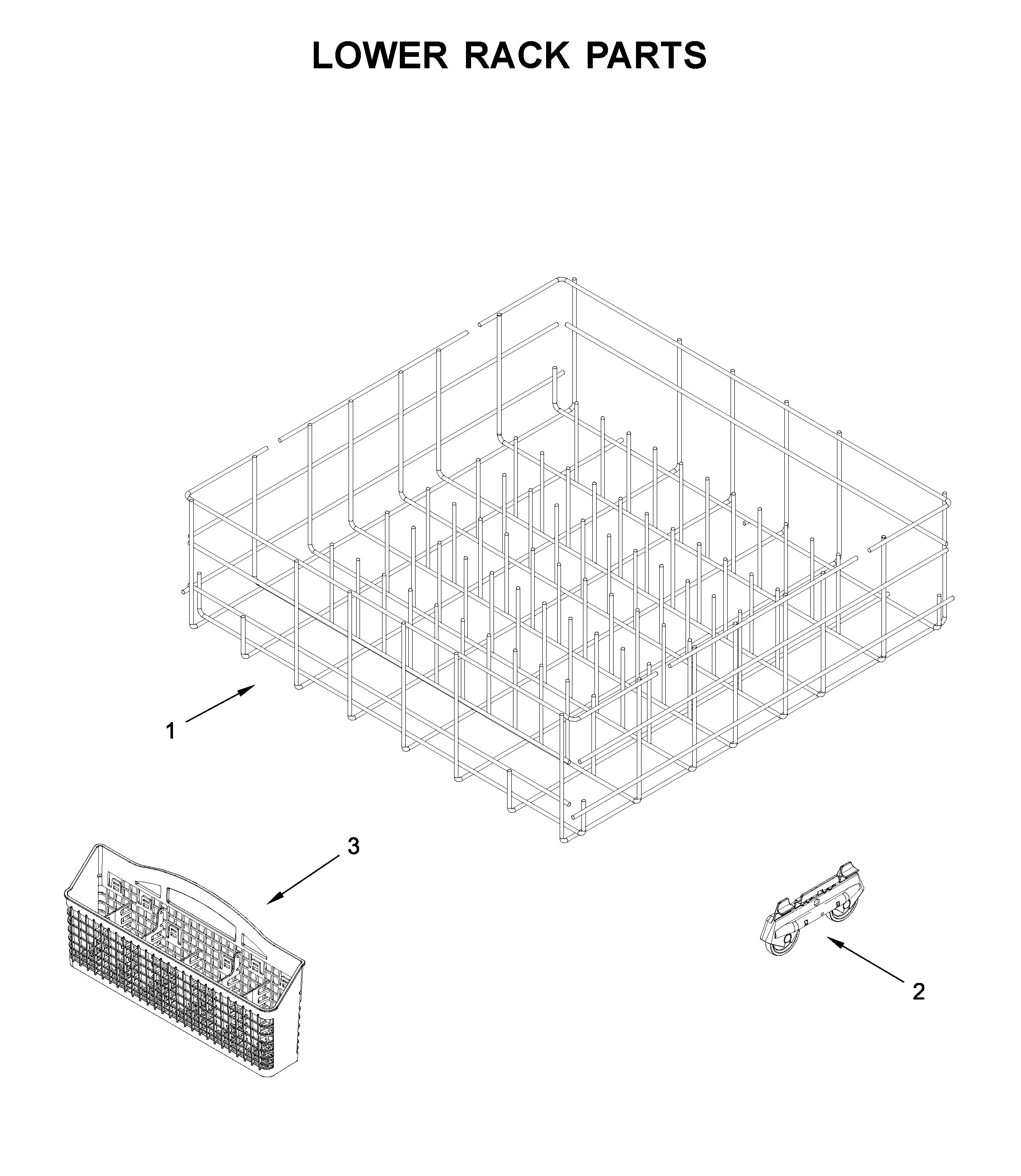 Whirlpool WDF330PAHB4 lower rack parts diagram