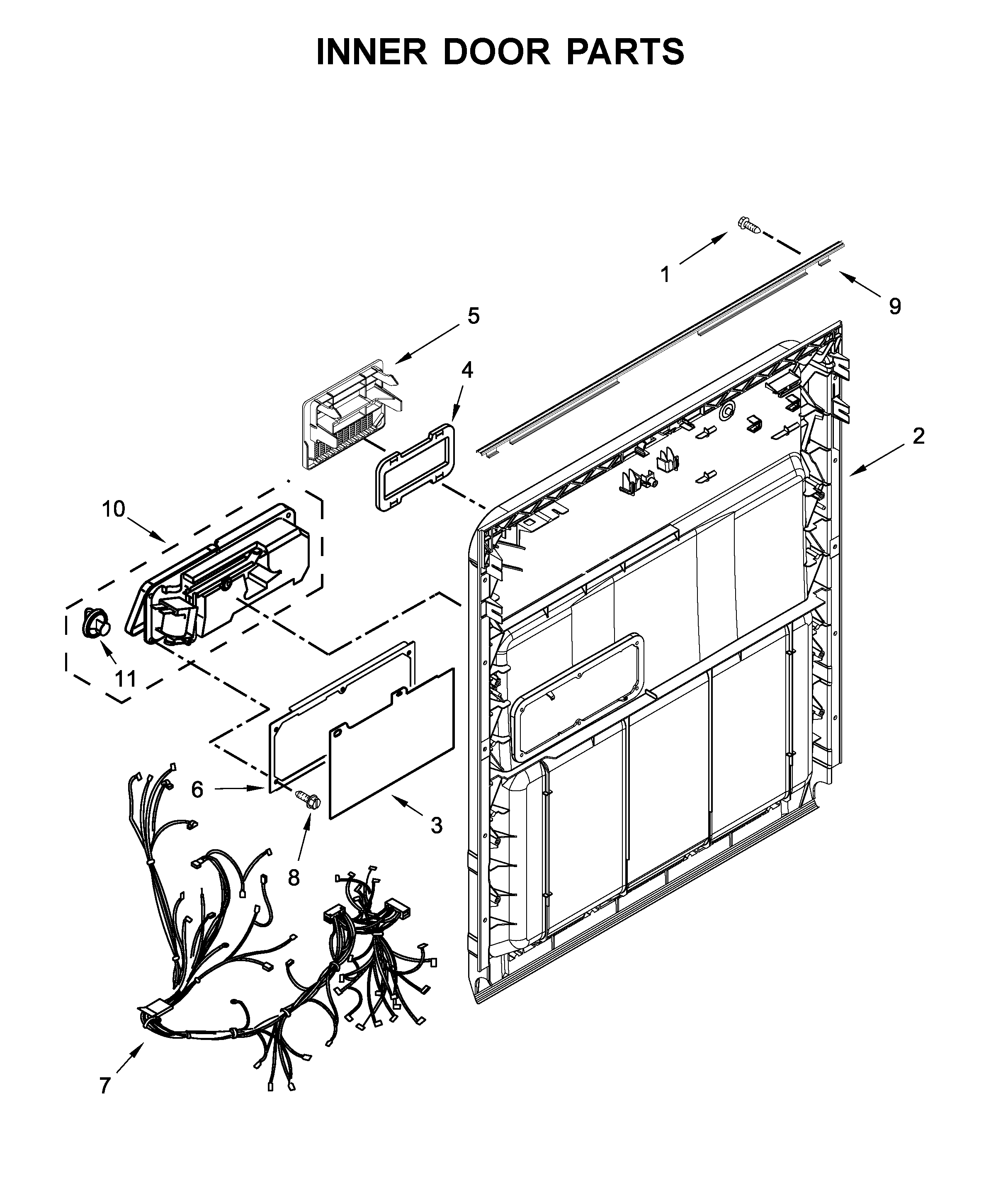 Whirlpool WDF130PAHB2 inner door parts diagram