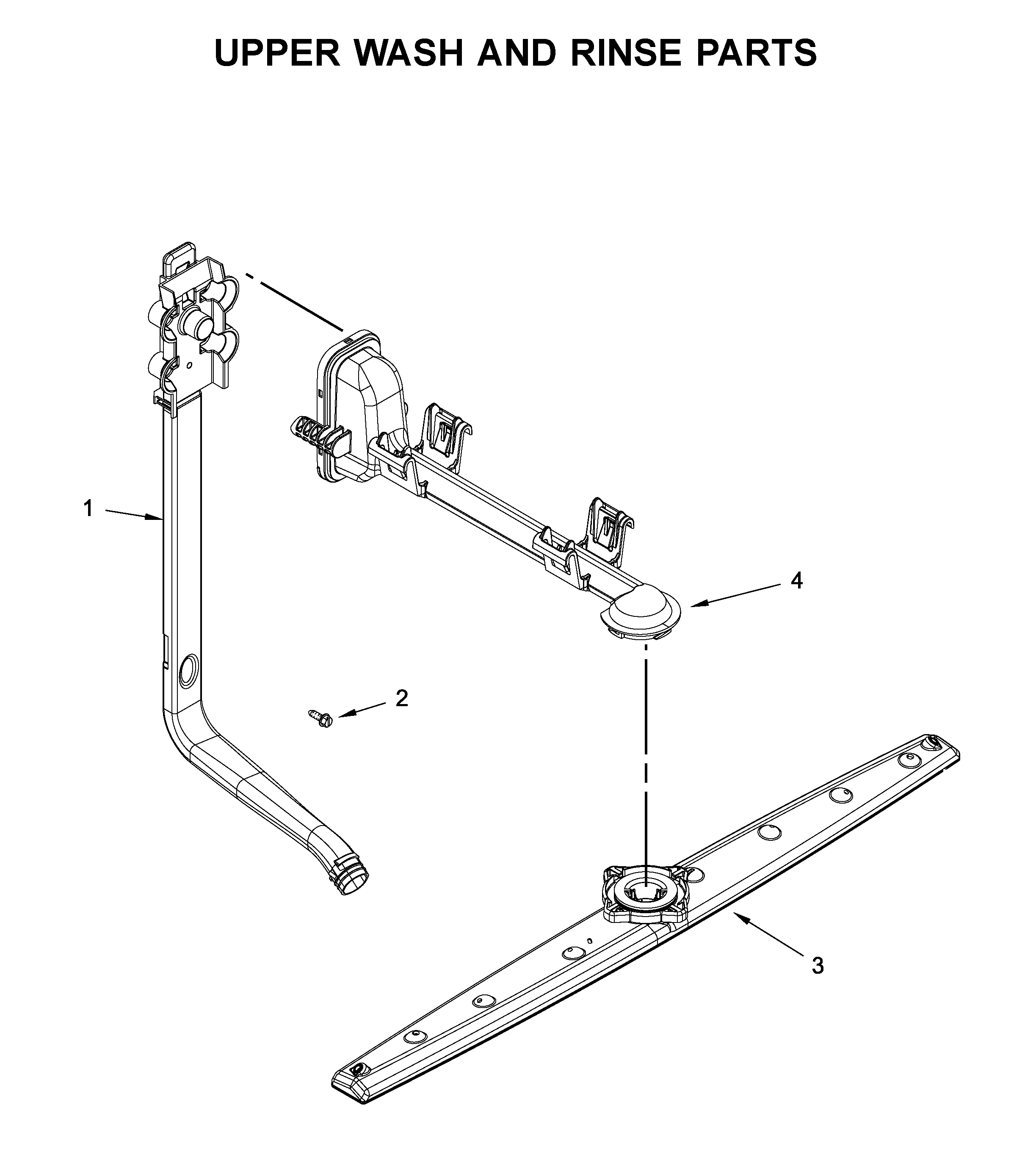 Whirlpool WDF130PAHB2 upper wash and rinse parts diagram