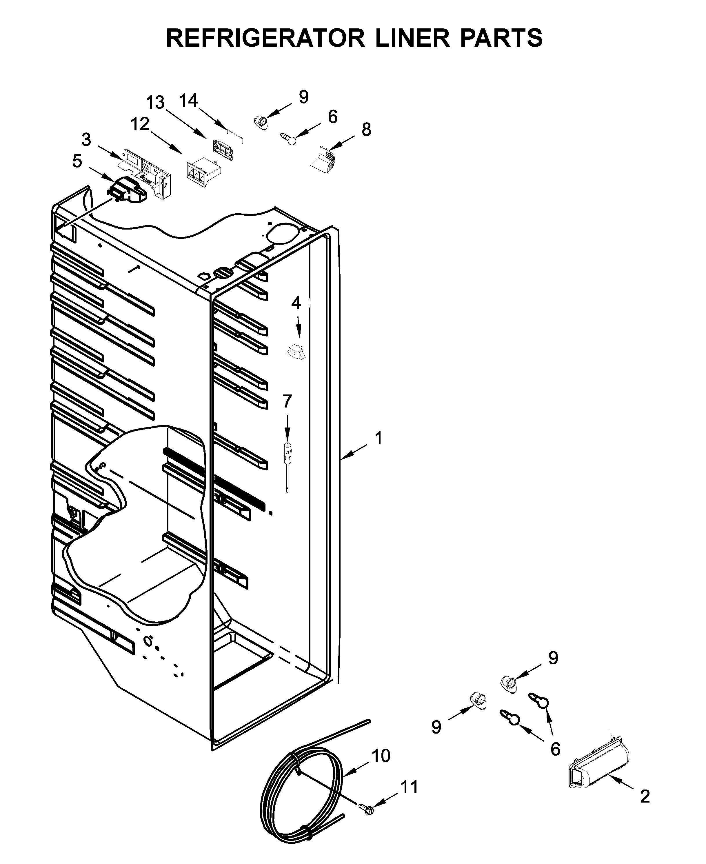 Whirlpool WRS315SDHB02 refrigerator liner parts diagram