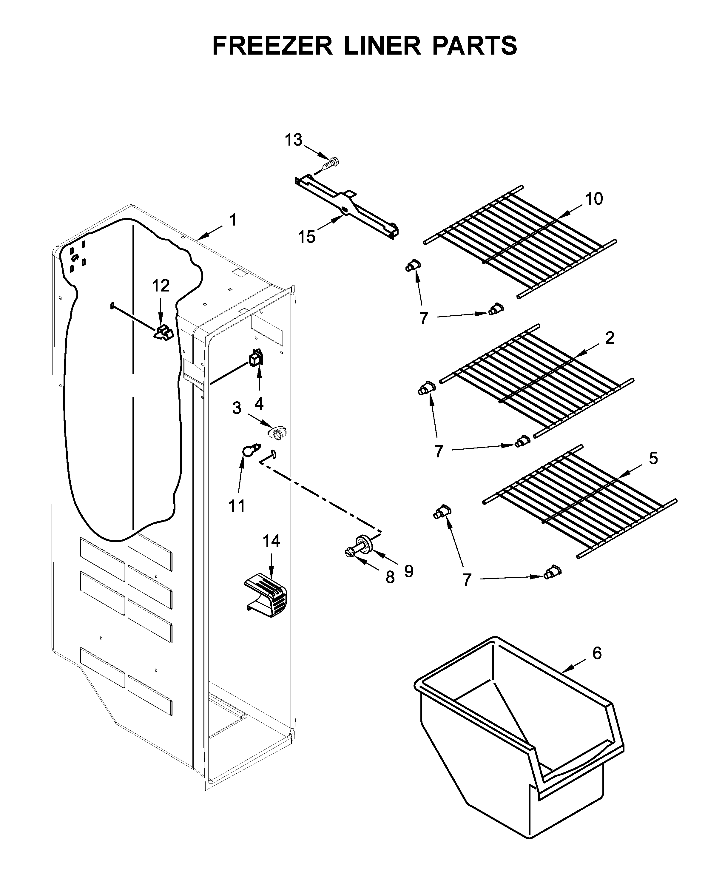 Whirlpool WRS315SDHB02 freezer liner parts diagram