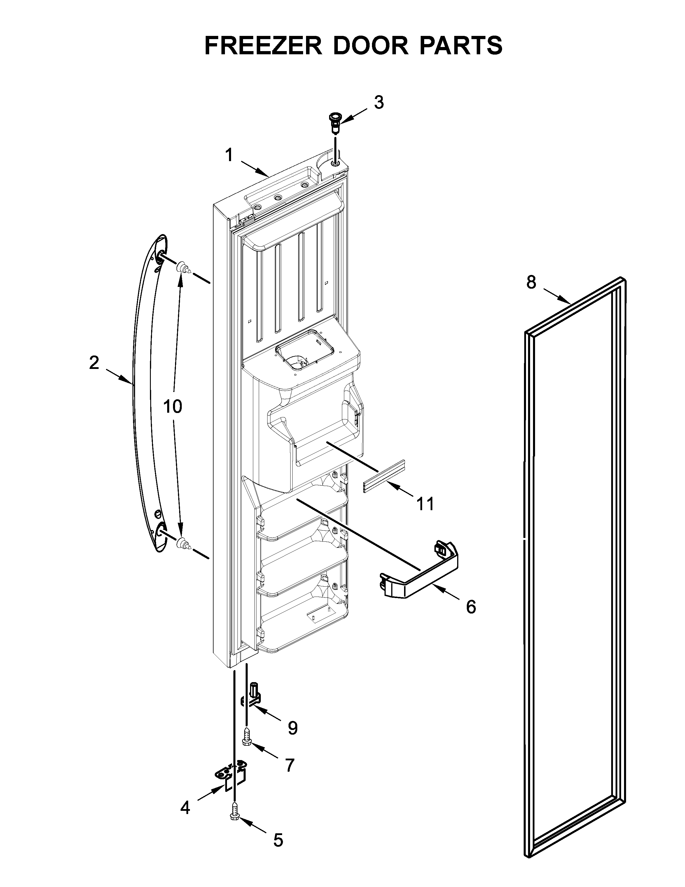 Whirlpool WRS315SDHB02 freezer door parts diagram