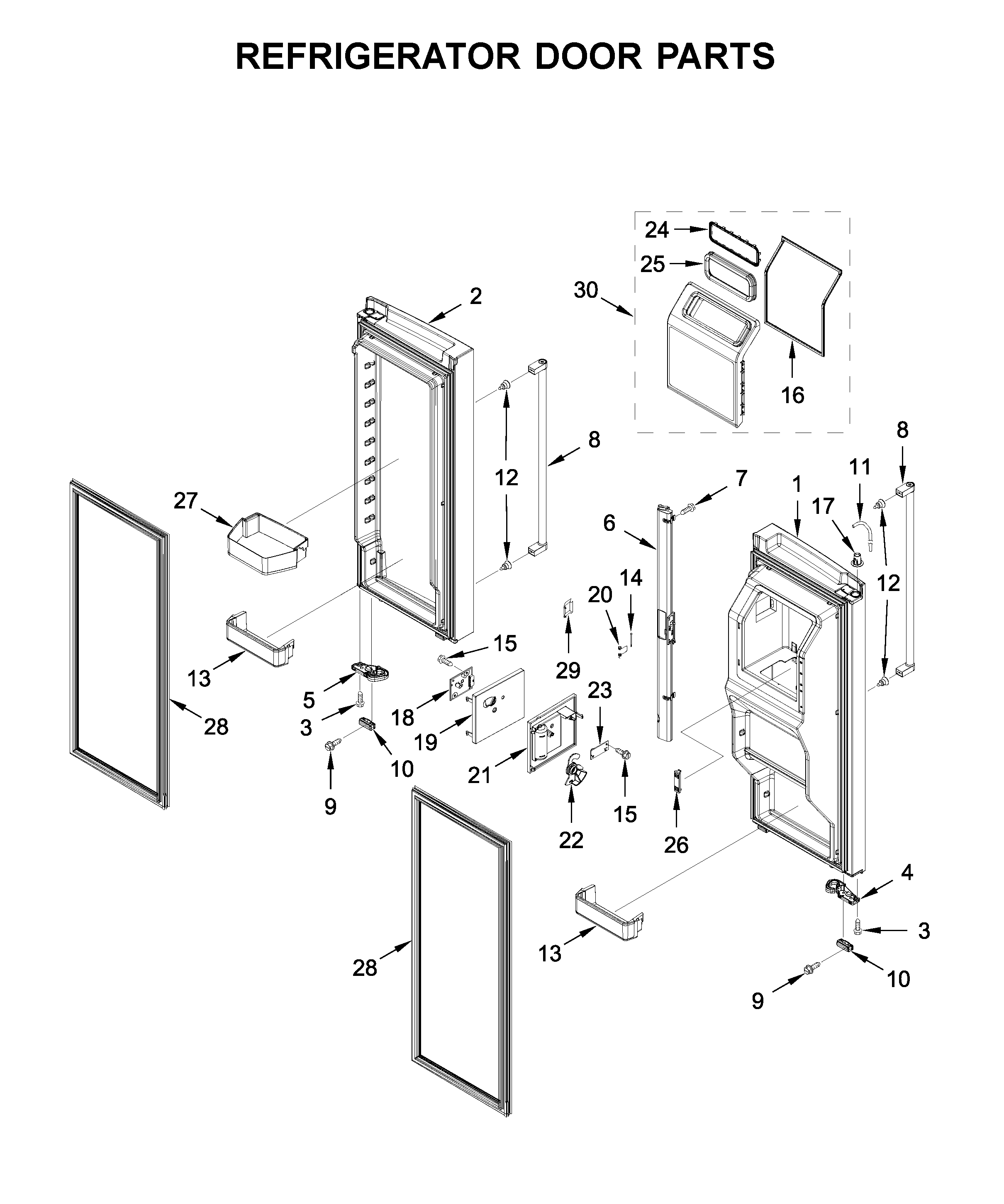 KitchenAid KRFF507HBS02 refrigerator door parts diagram