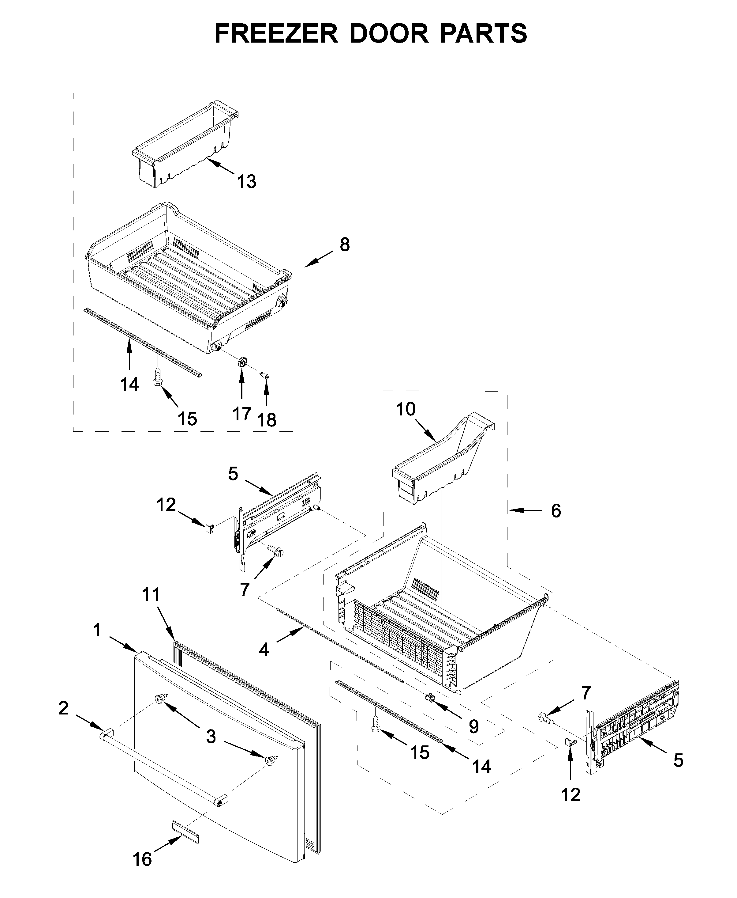 KitchenAid KRFF507HBS02 freezer door parts diagram