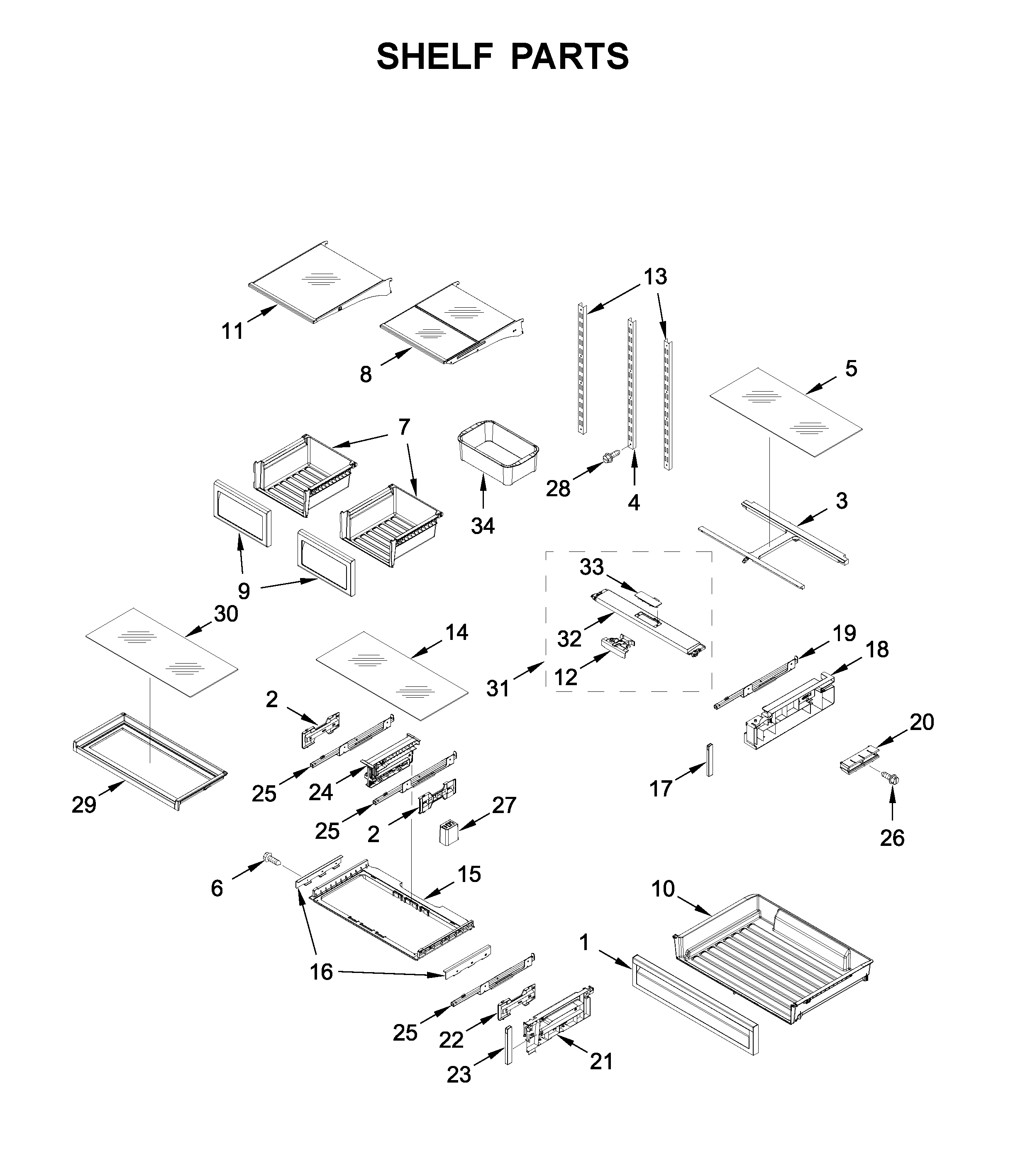 KitchenAid KRFF507HBS02 shelf parts diagram