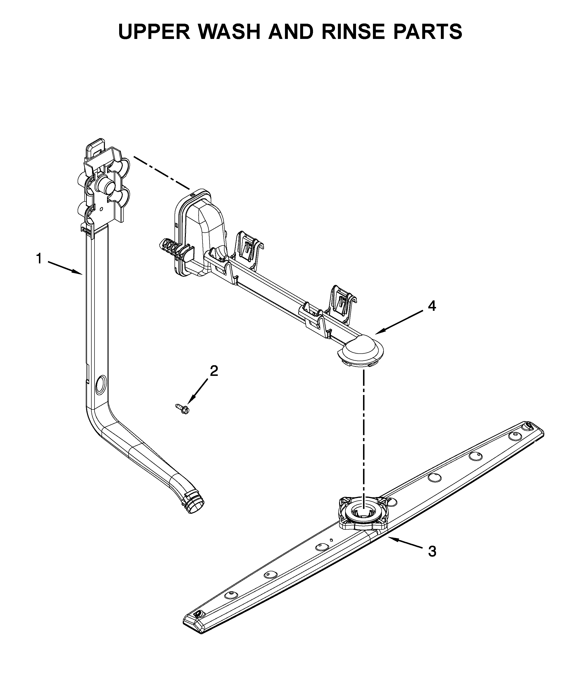 Whirlpool WDF520PADW9 upper wash and rinse parts diagram