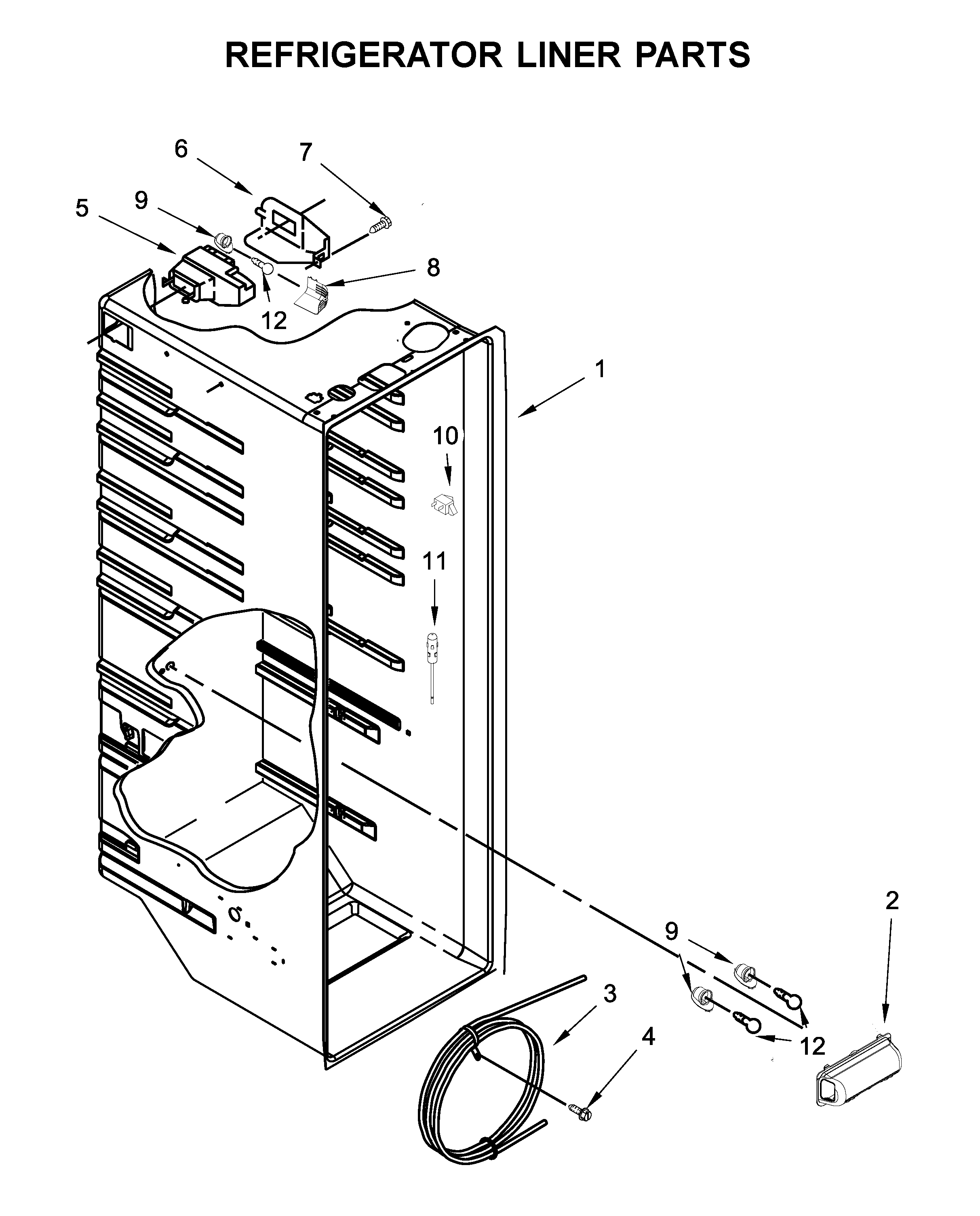 Maytag MSS25C4MGW00 refrigerator liner parts diagram