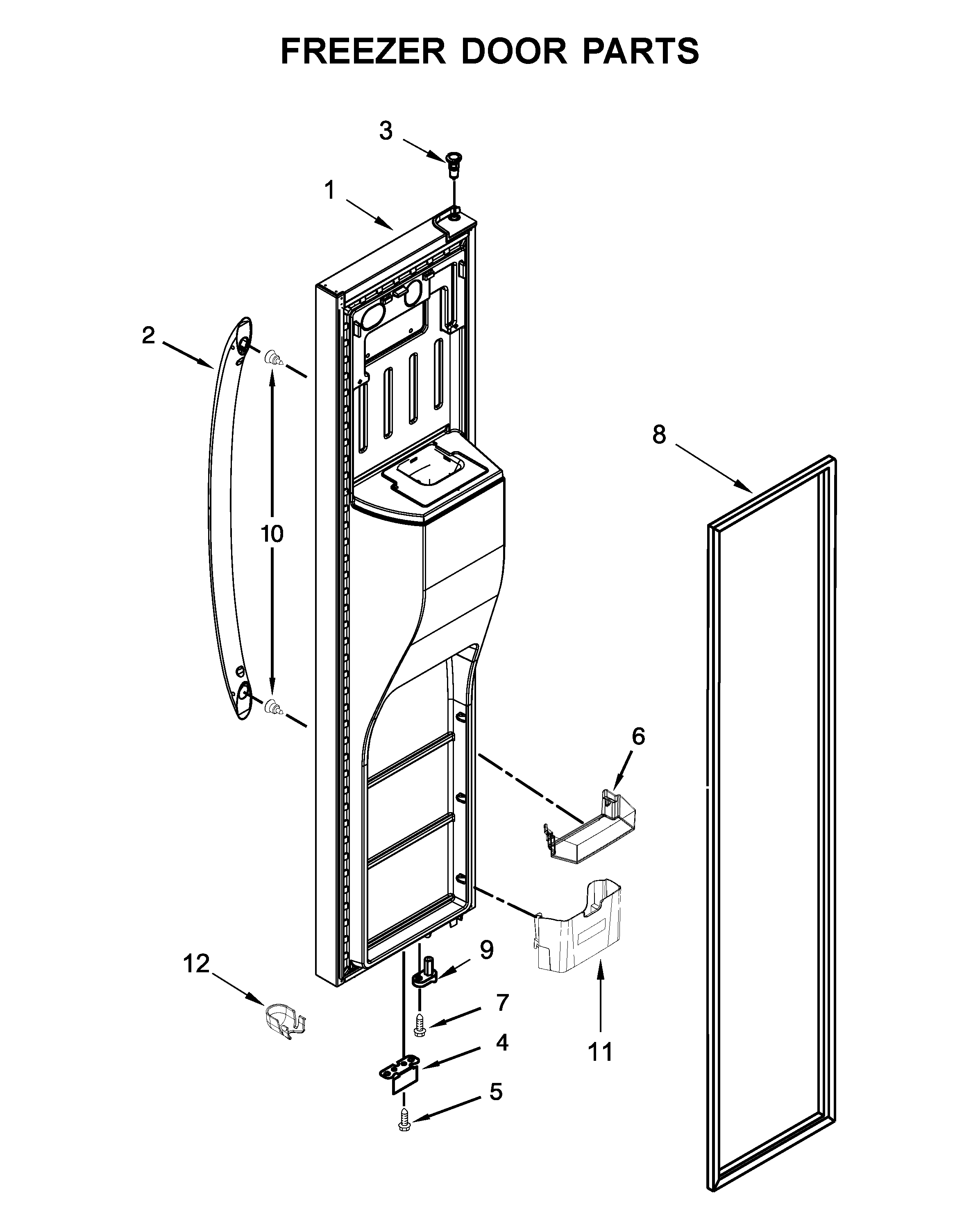 Maytag MSS25C4MGW00 freezer door parts diagram