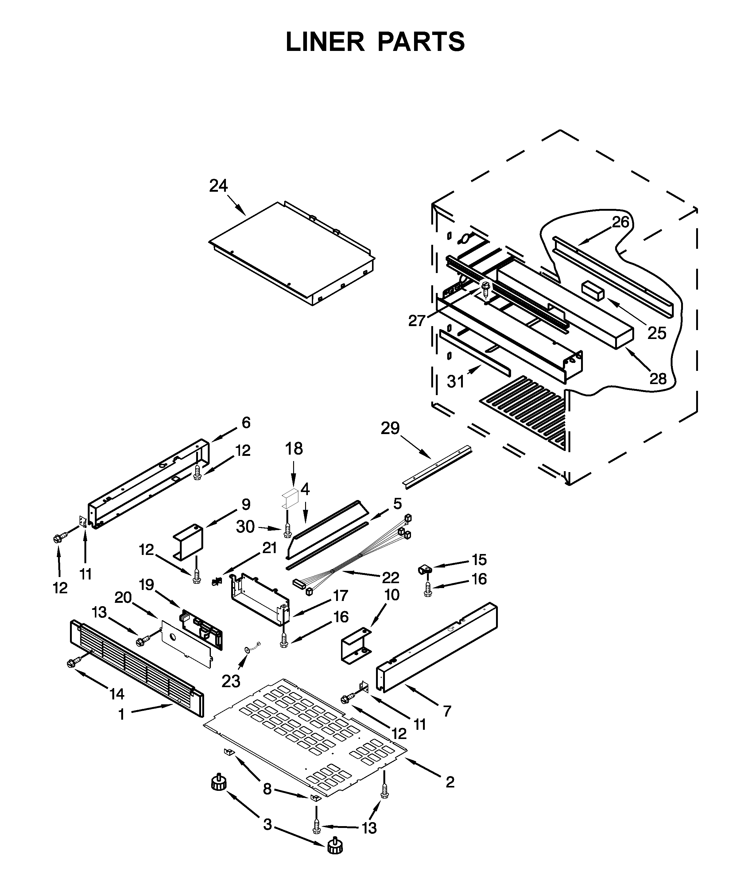 Jenn-Air JUDFP242HX00 liner parts diagram