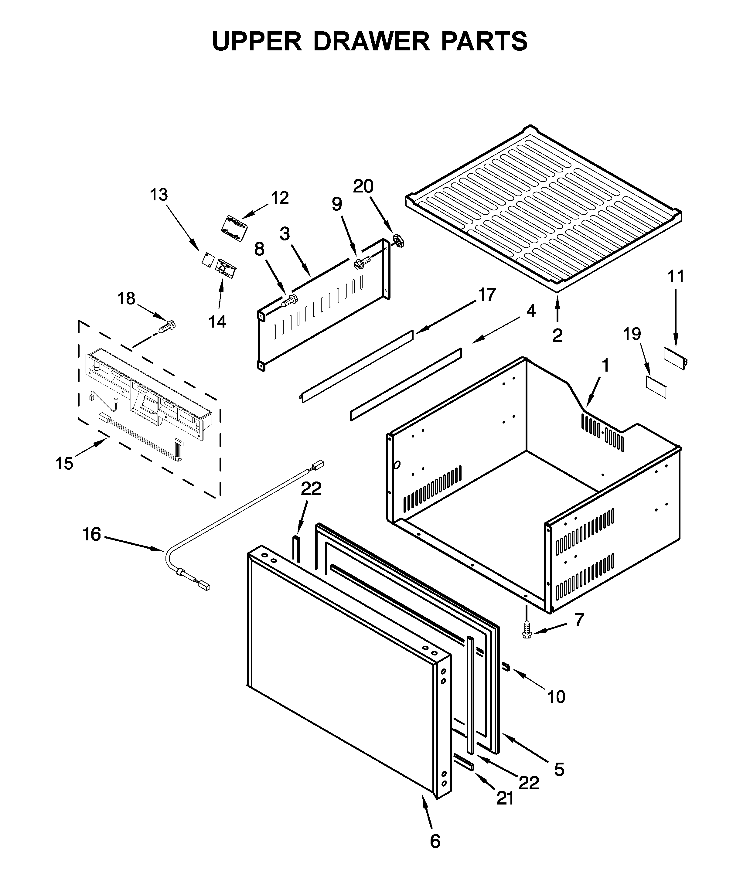 Jenn-Air JUDFP242HX00 upper drawer parts diagram