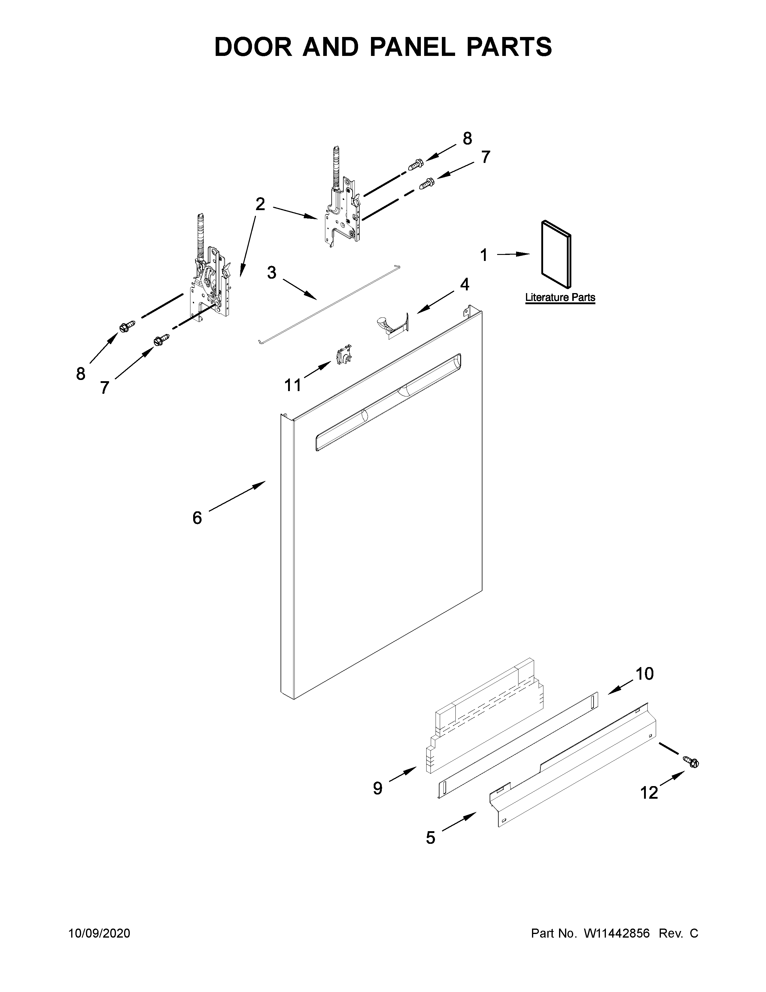 Maytag MDB7959SKZ0 door and panel parts diagram