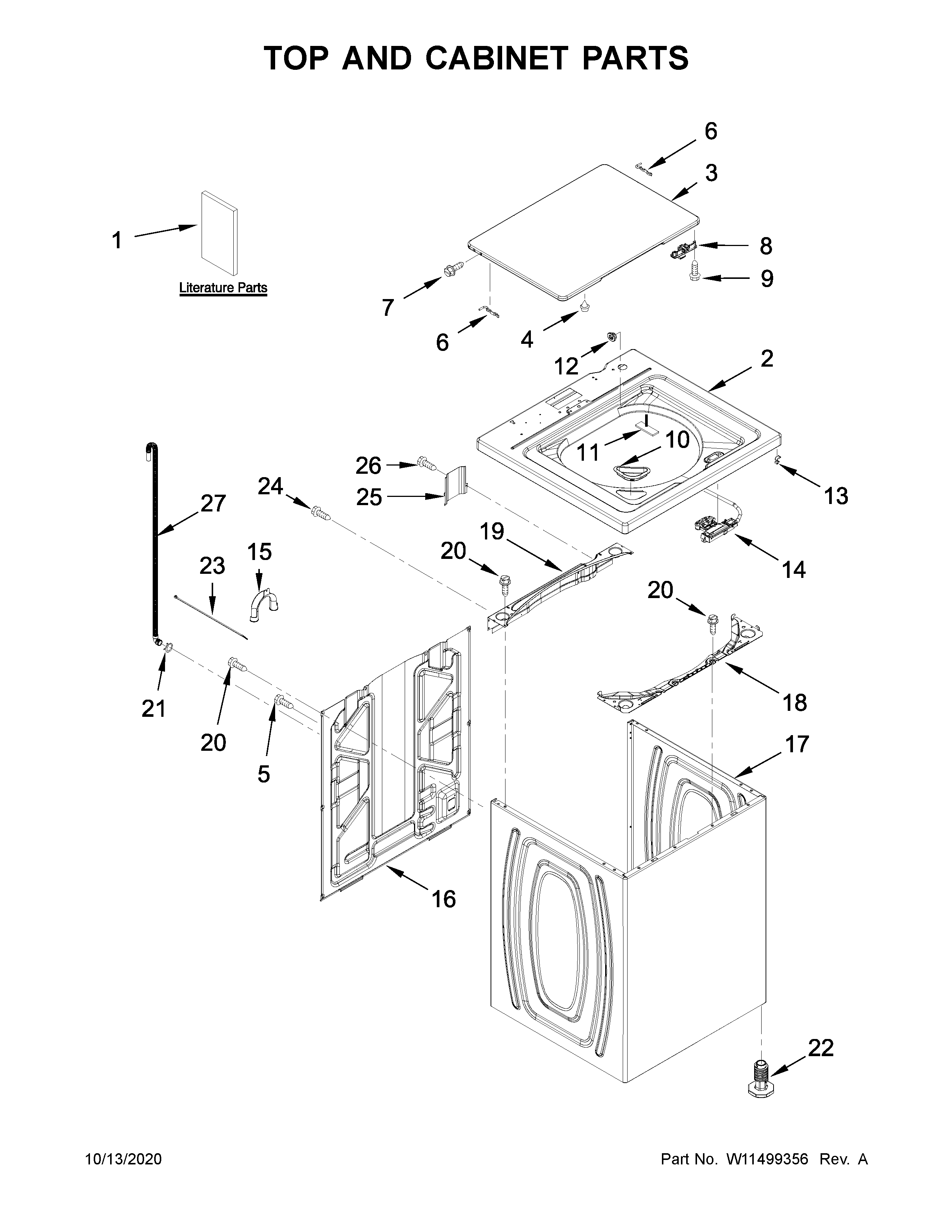 Inglis ITW4880HW2 top and cabinet parts diagram