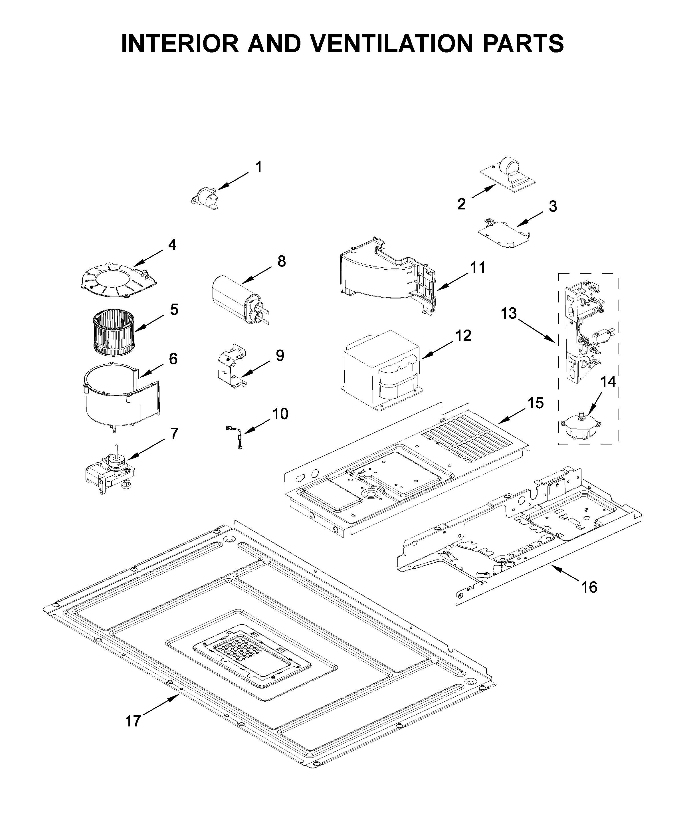 Whirlpool YWMT50011KS0 interior and ventilation parts diagram