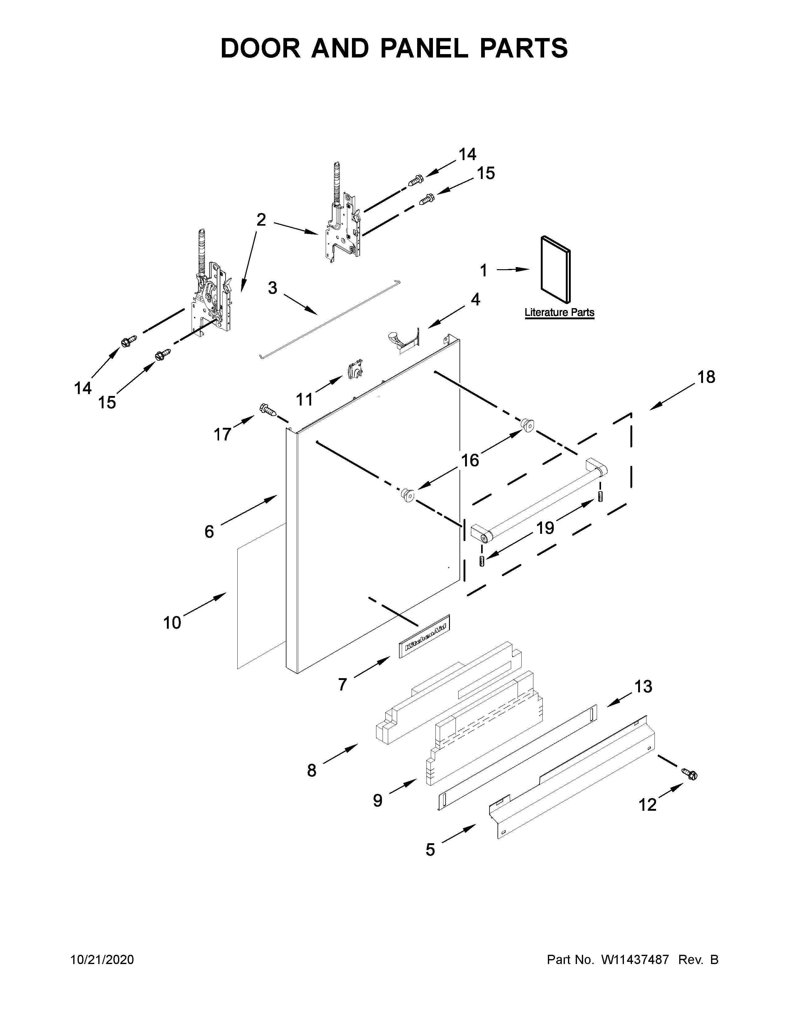 KitchenAid KDTM604KBS0 door and panel parts diagram