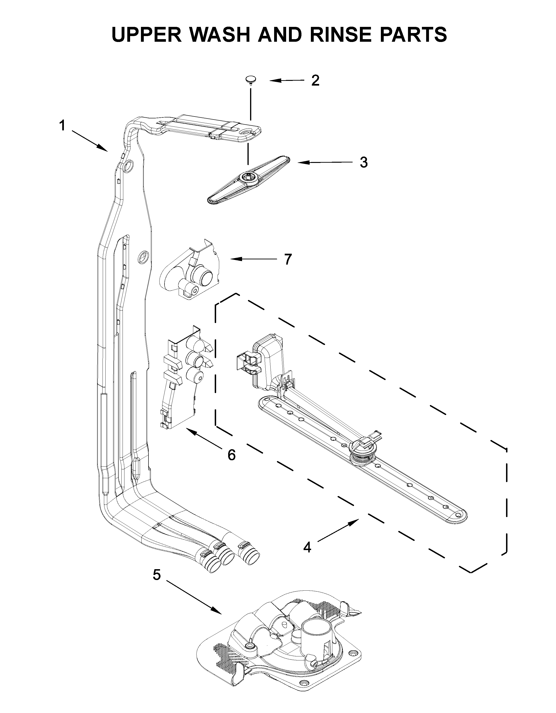 KitchenAid KDTM604KBS0 upper wash and rinse parts diagram