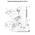 KitchenAid KDFM404KBS0 pump, washarm and motor parts diagram