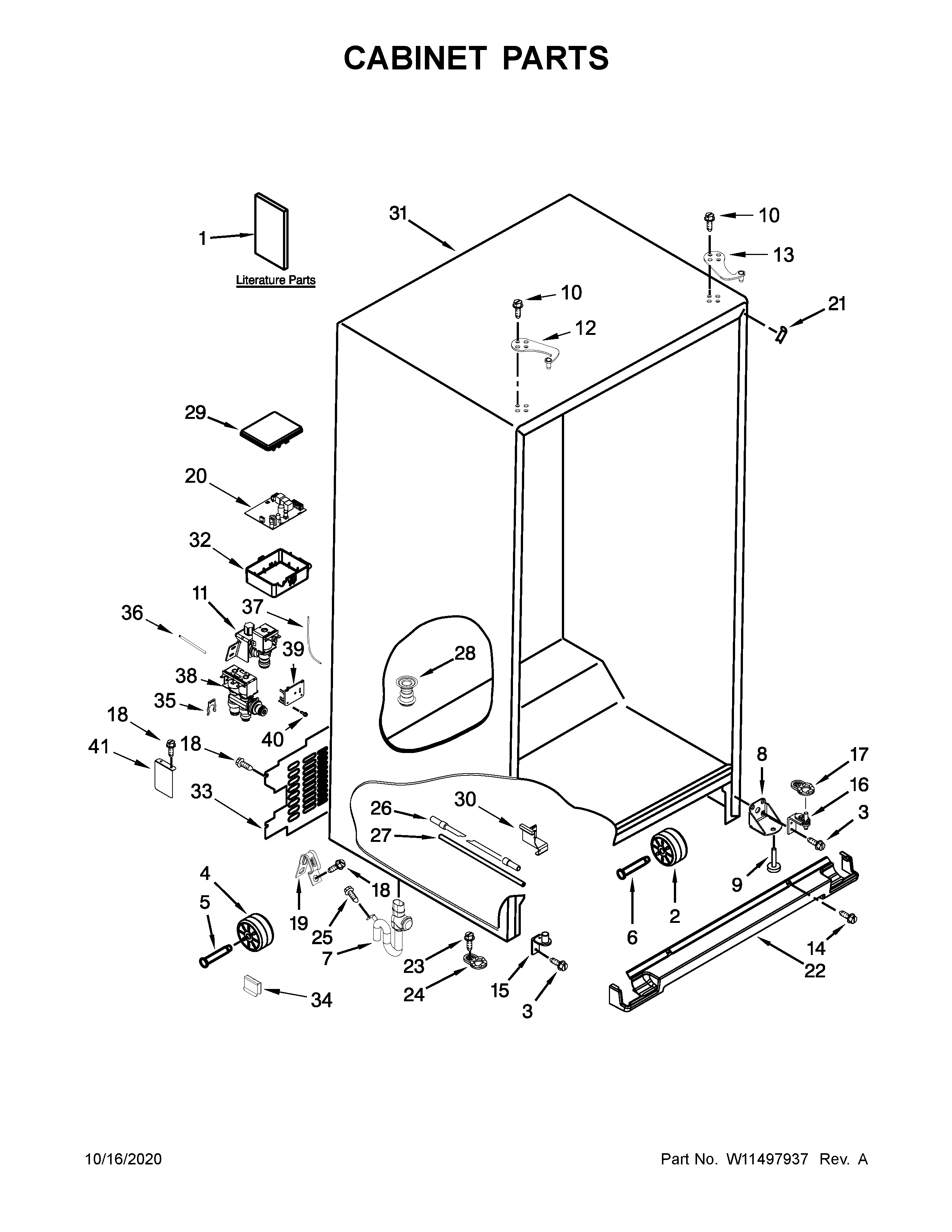 KitchenAid KRSF705HPS01 cabinet parts diagram