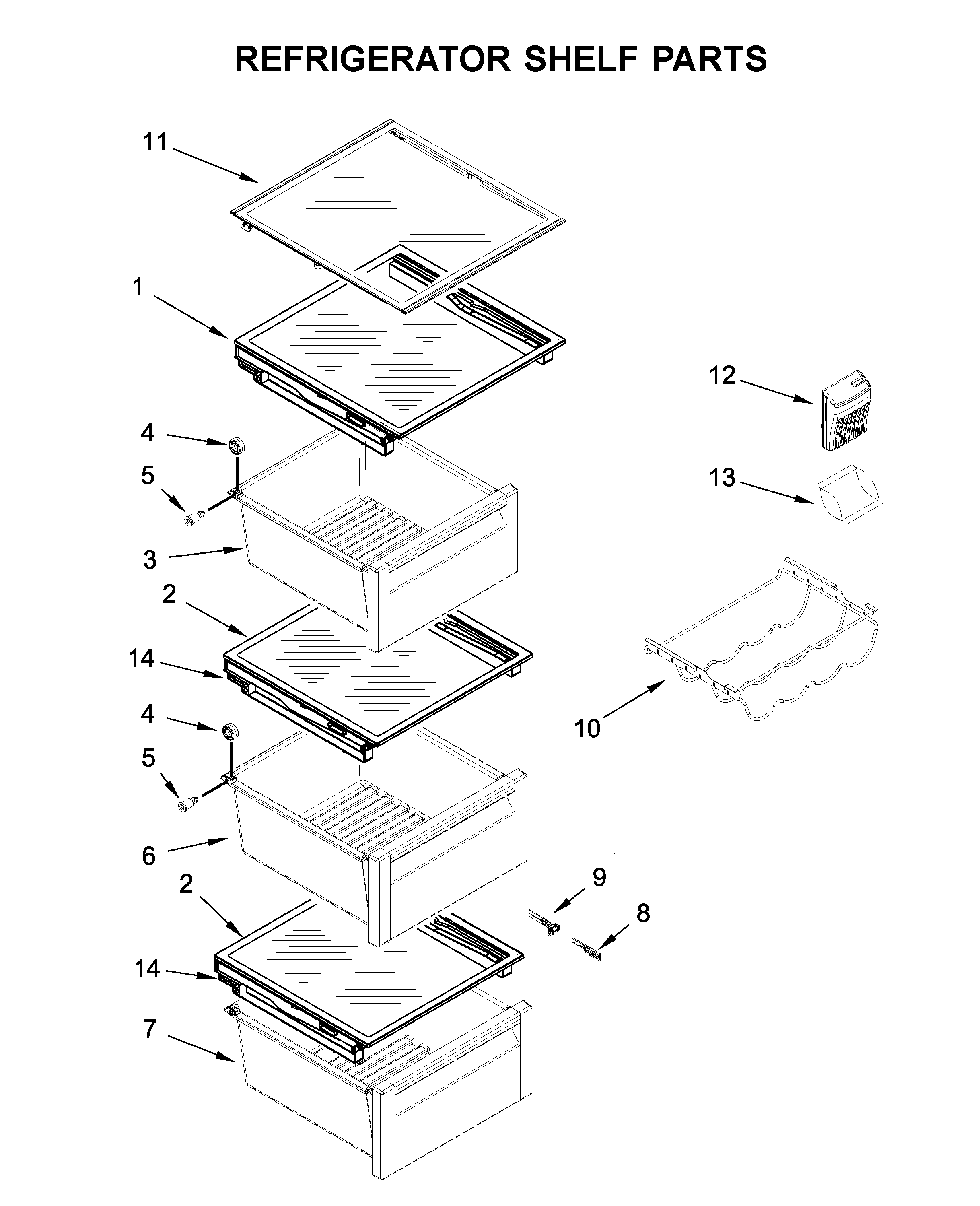 KitchenAid KRSF705HPS01 refrigerator shelf parts diagram