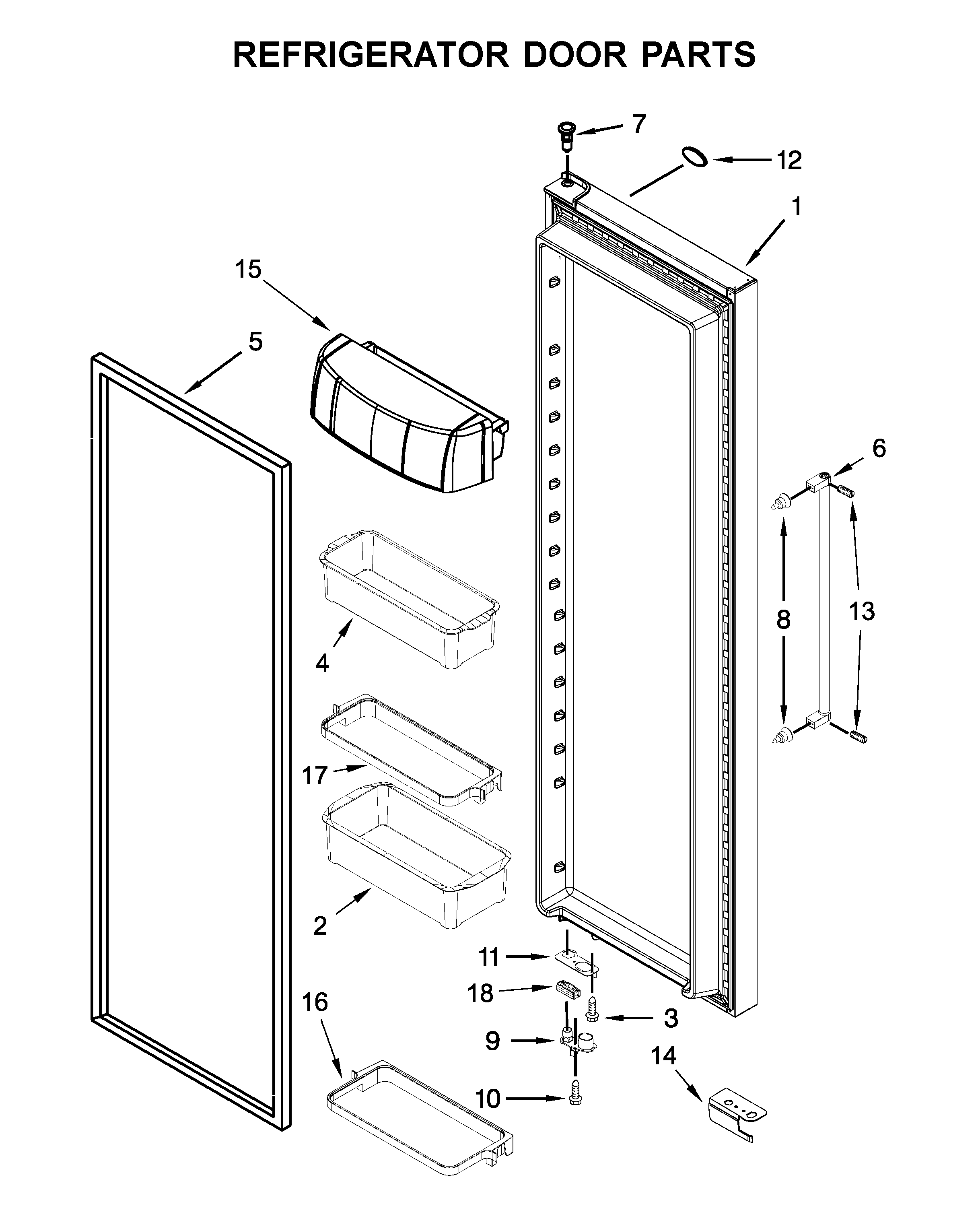 KitchenAid KRSF705HPS01 refrigerator door parts diagram