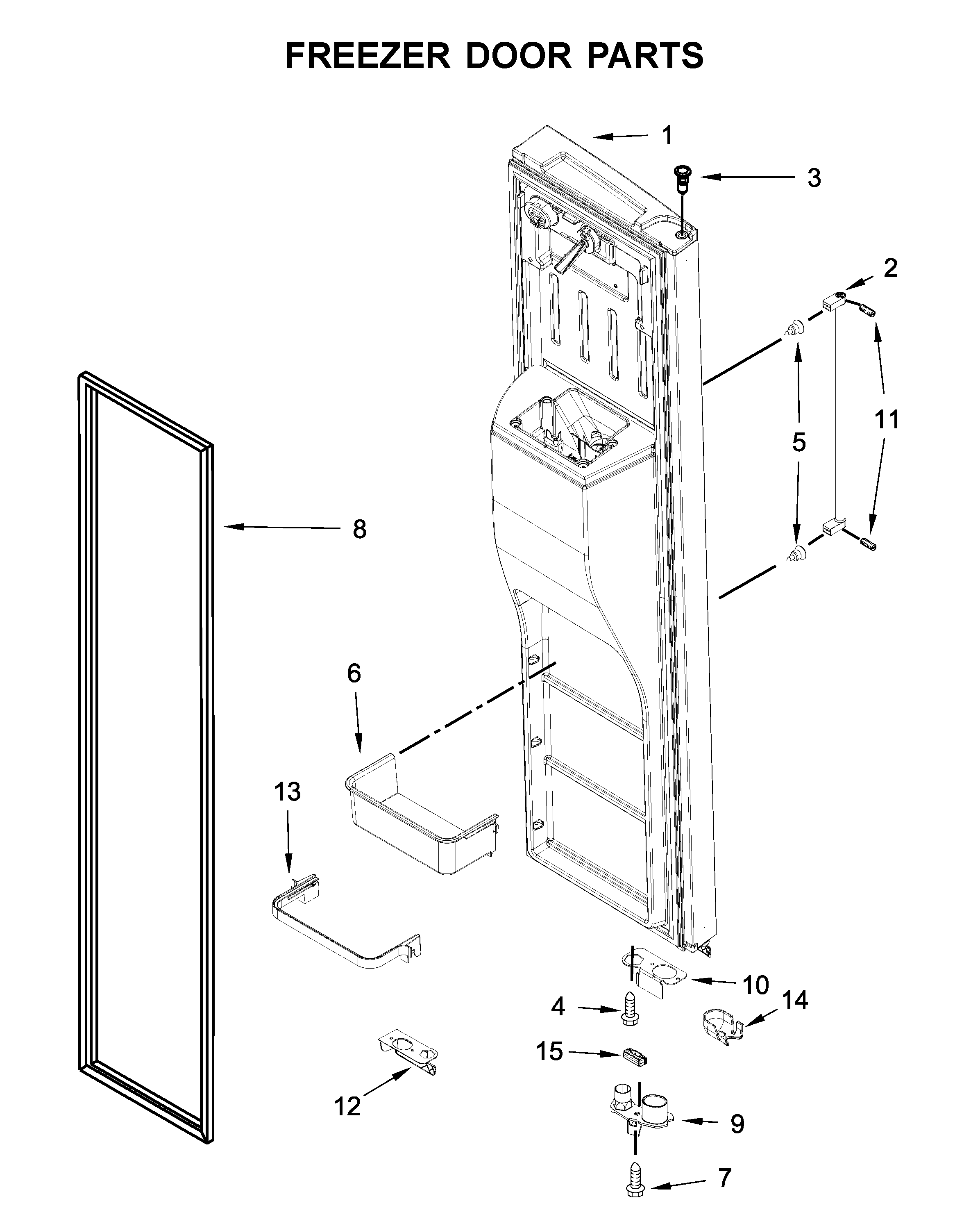 KitchenAid KRSF705HPS01 freezer door parts diagram