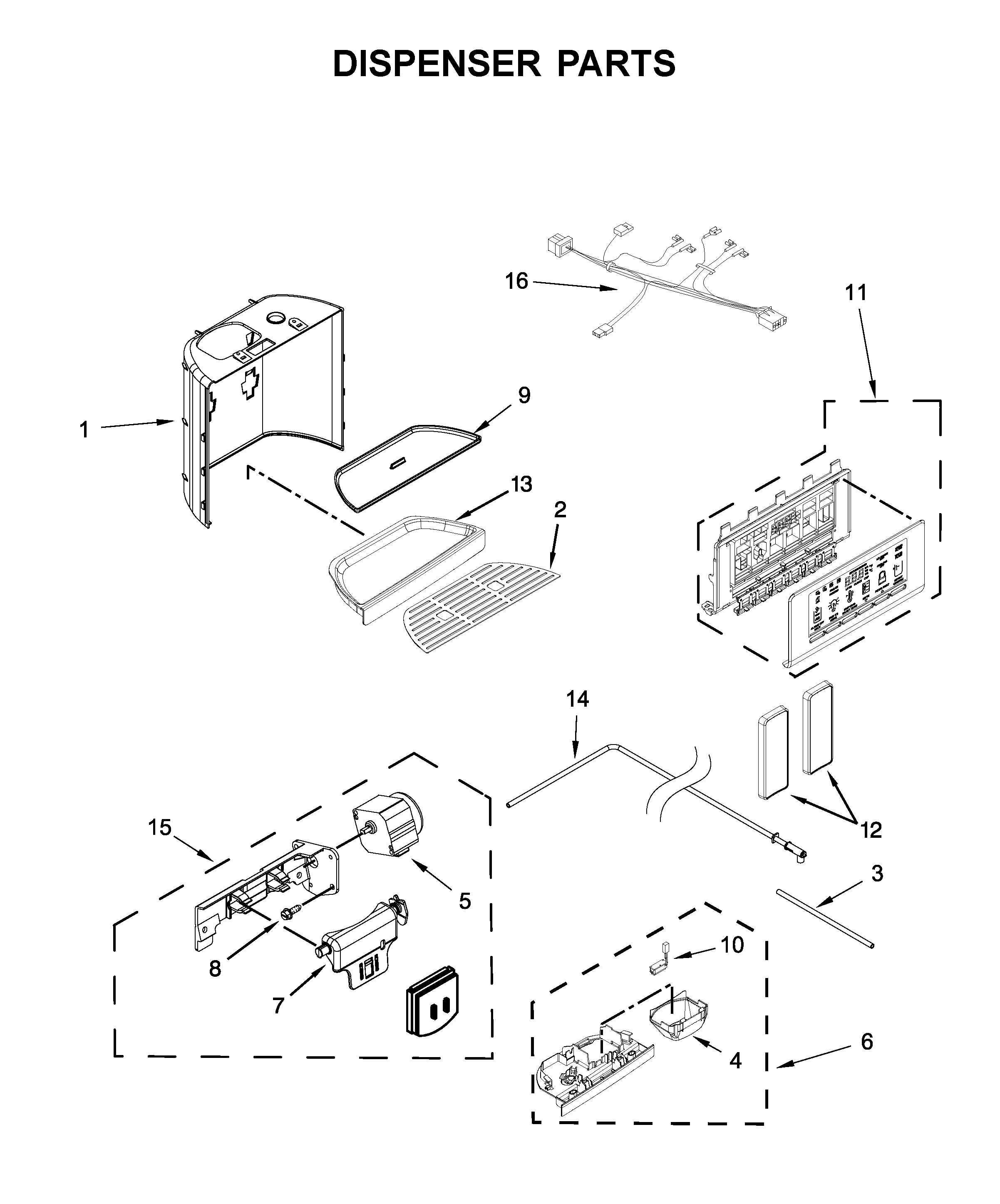 KitchenAid KRSF705HPS01 dispenser parts diagram