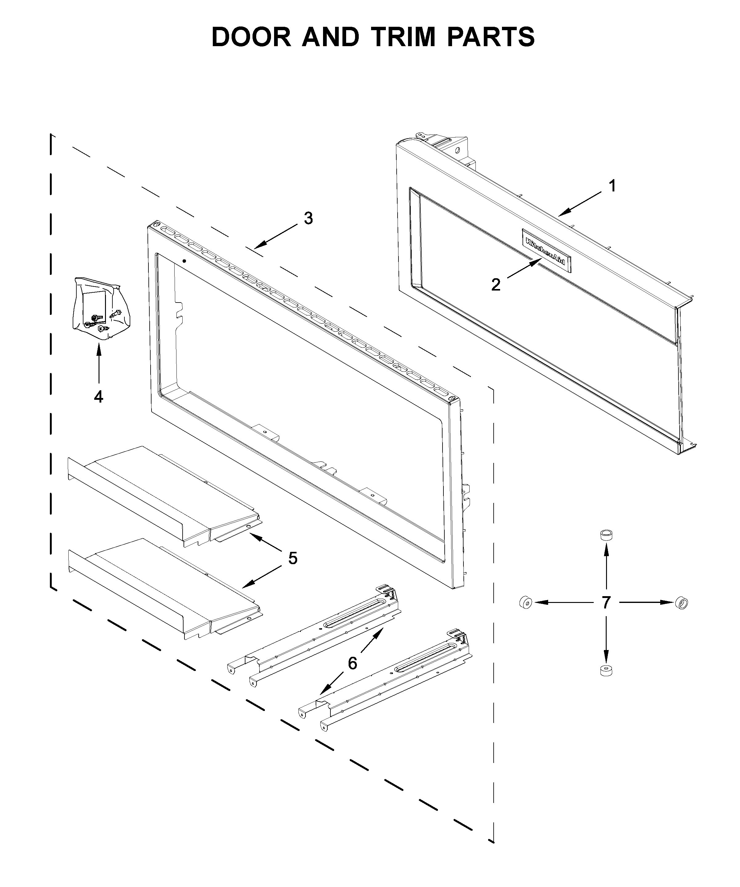 KitchenAid YKMBT5011KS0 door and trim parts diagram