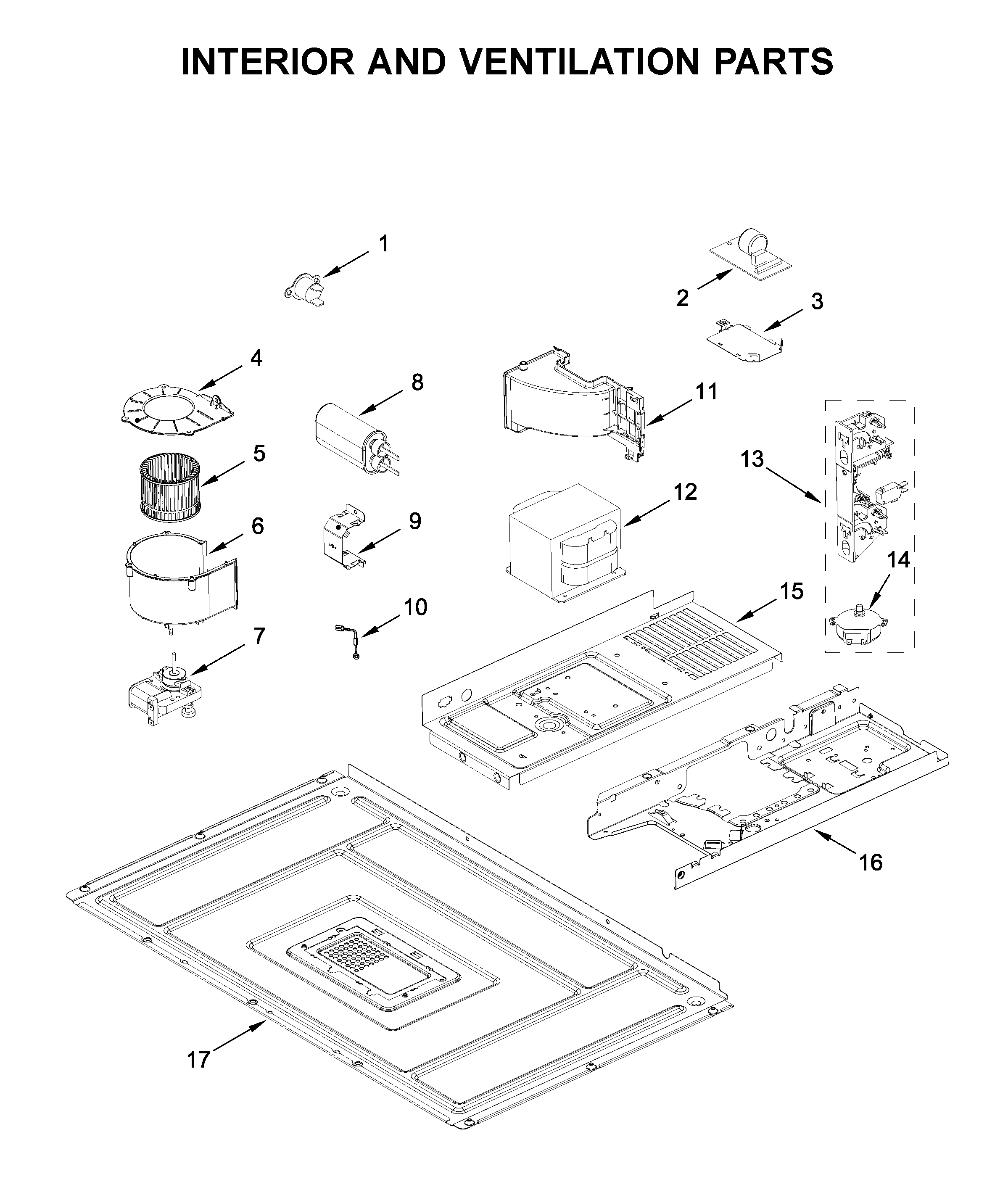 KitchenAid YKMBT5011KS0 interior and ventilation parts diagram