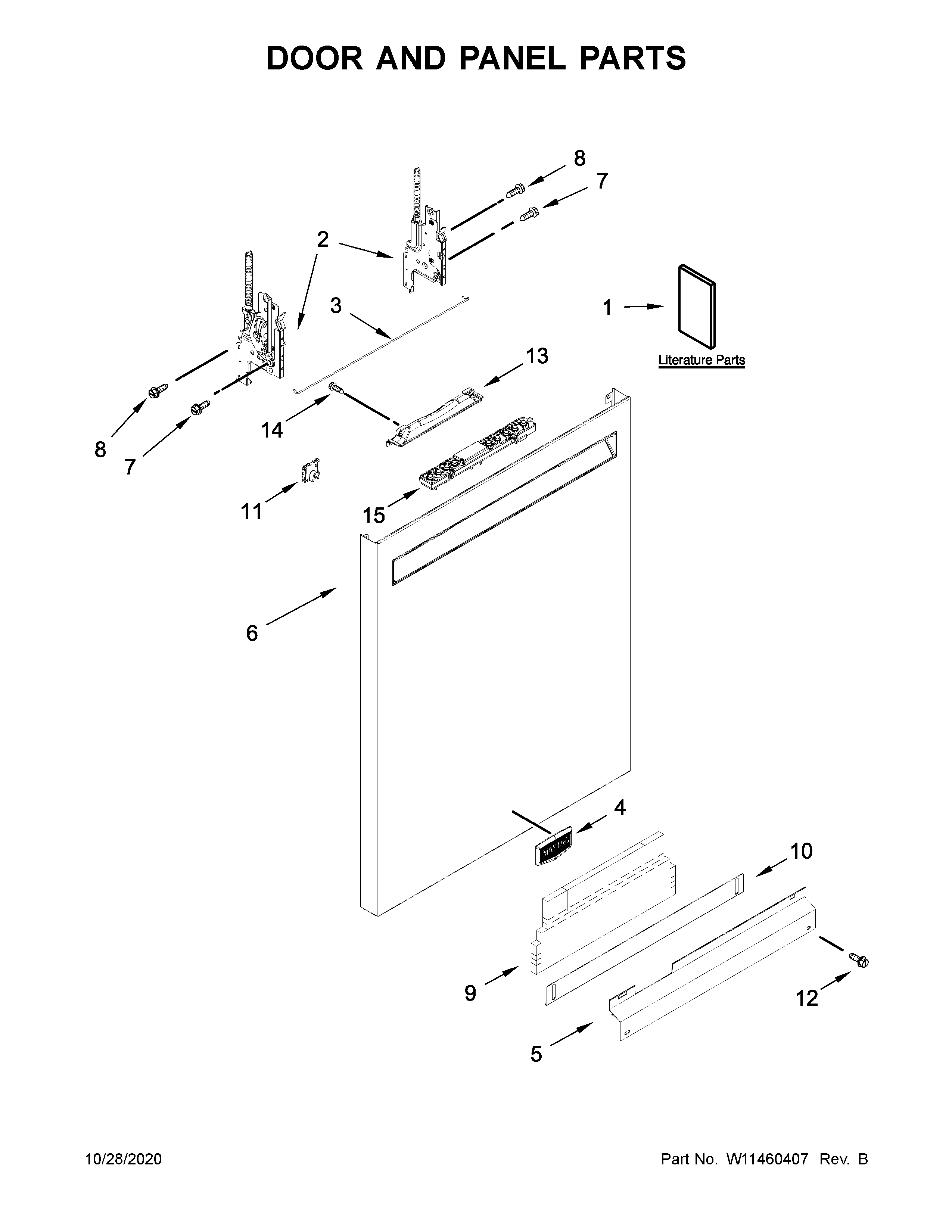 Maytag MDB4949SKW0 door and panel parts diagram