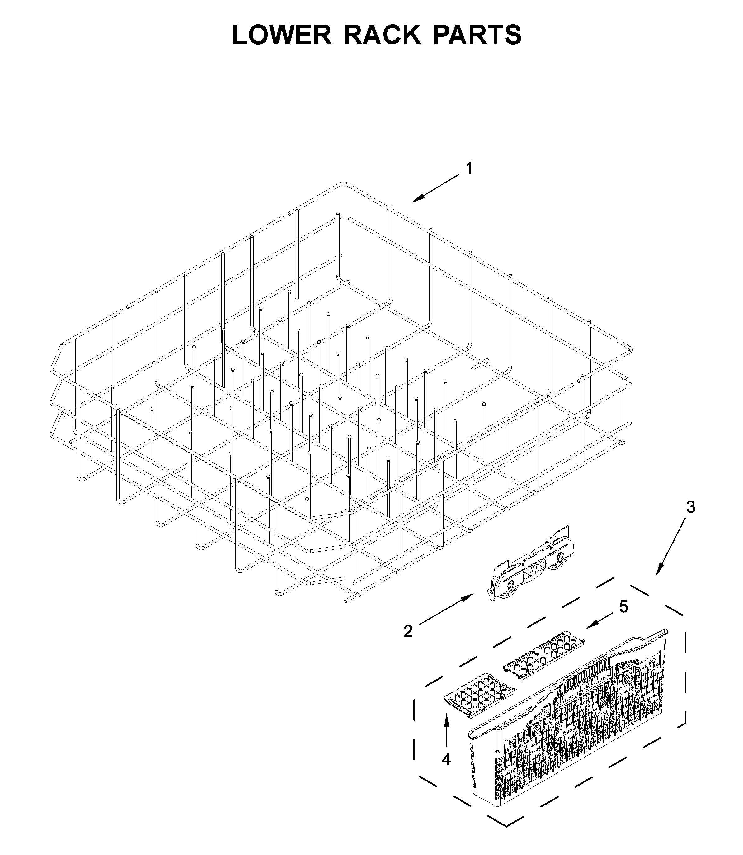 Maytag MDB4949SKW0 lower rack parts diagram