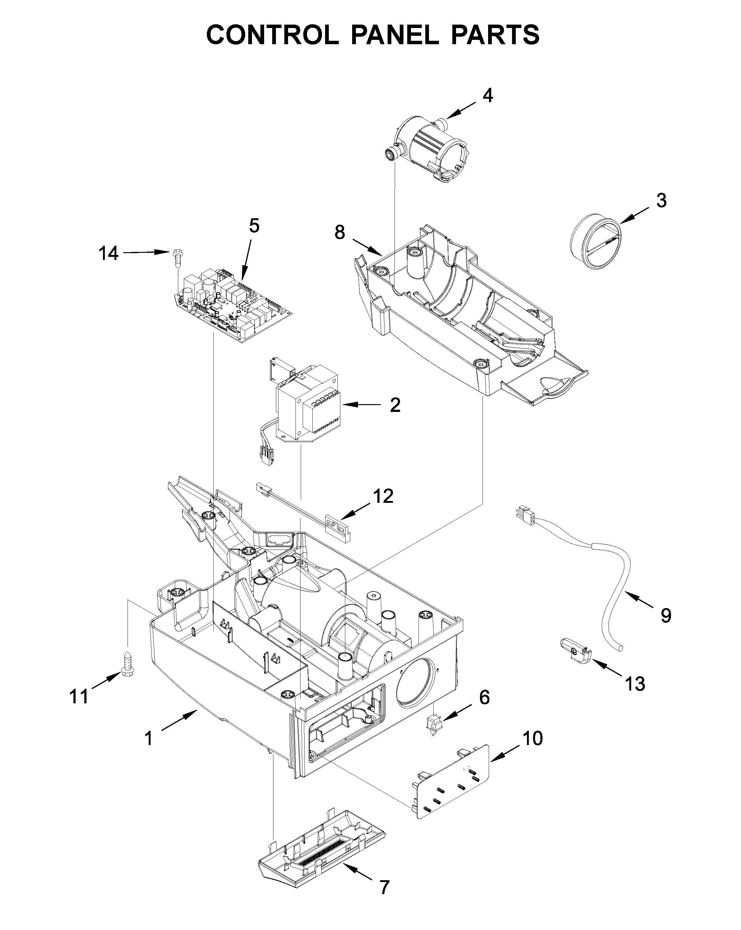 KitchenAid KUID508HBL00 control panel parts diagram
