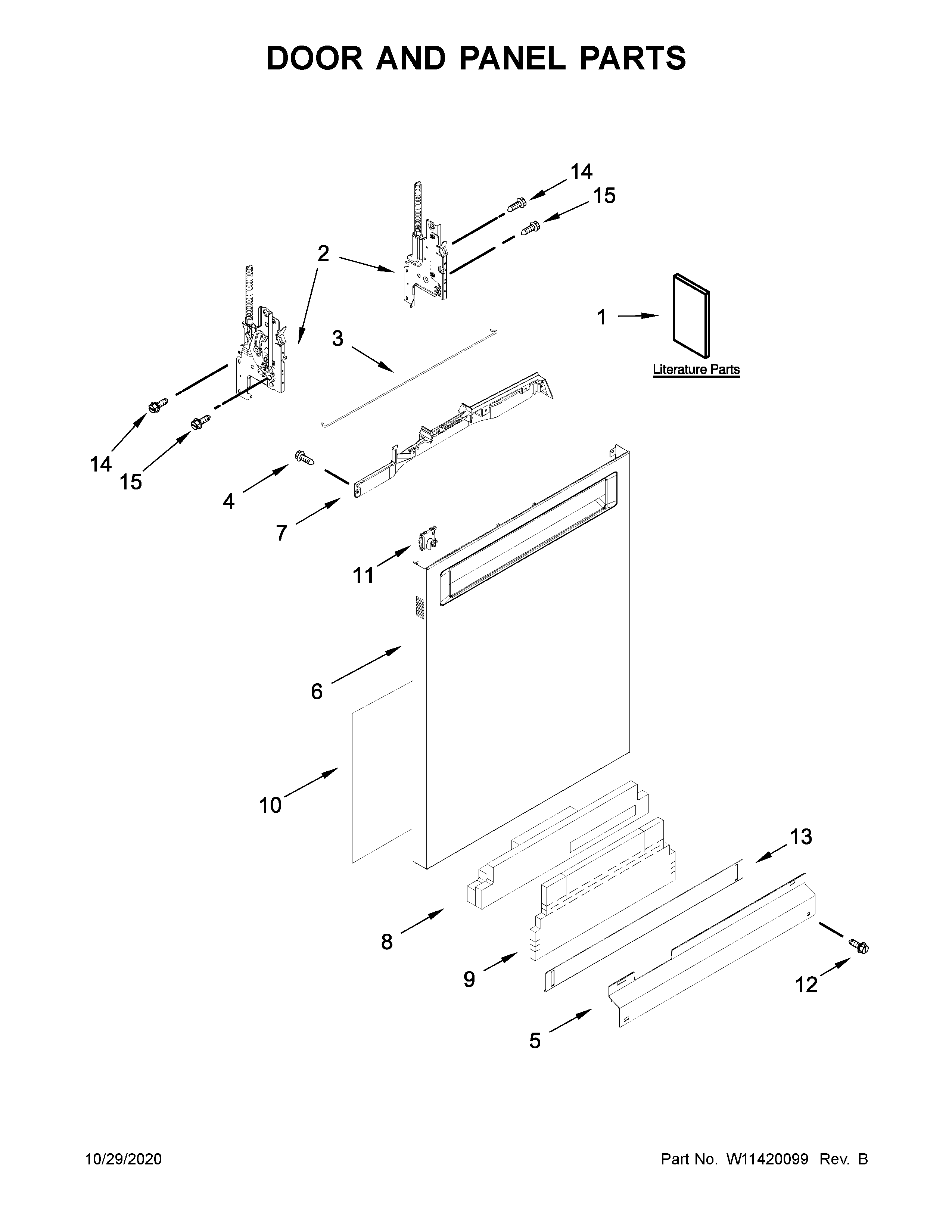KitchenAid KDPM804KBS0 door and panel parts diagram