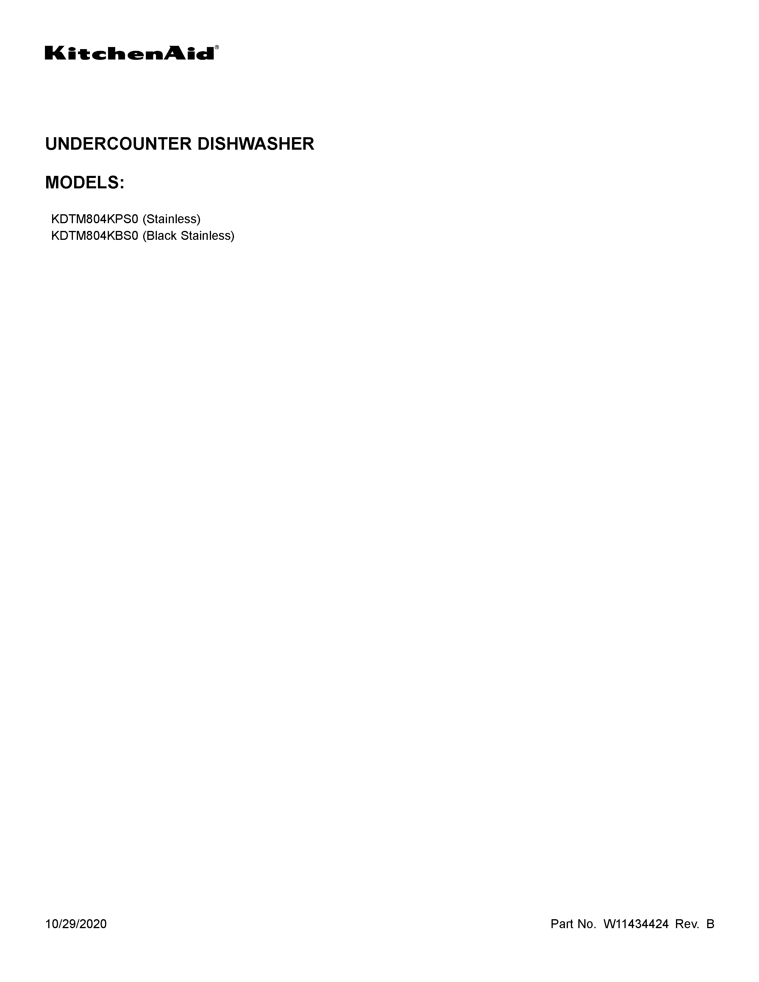 KitchenAid KDTM804KPS0 cover sheet diagram