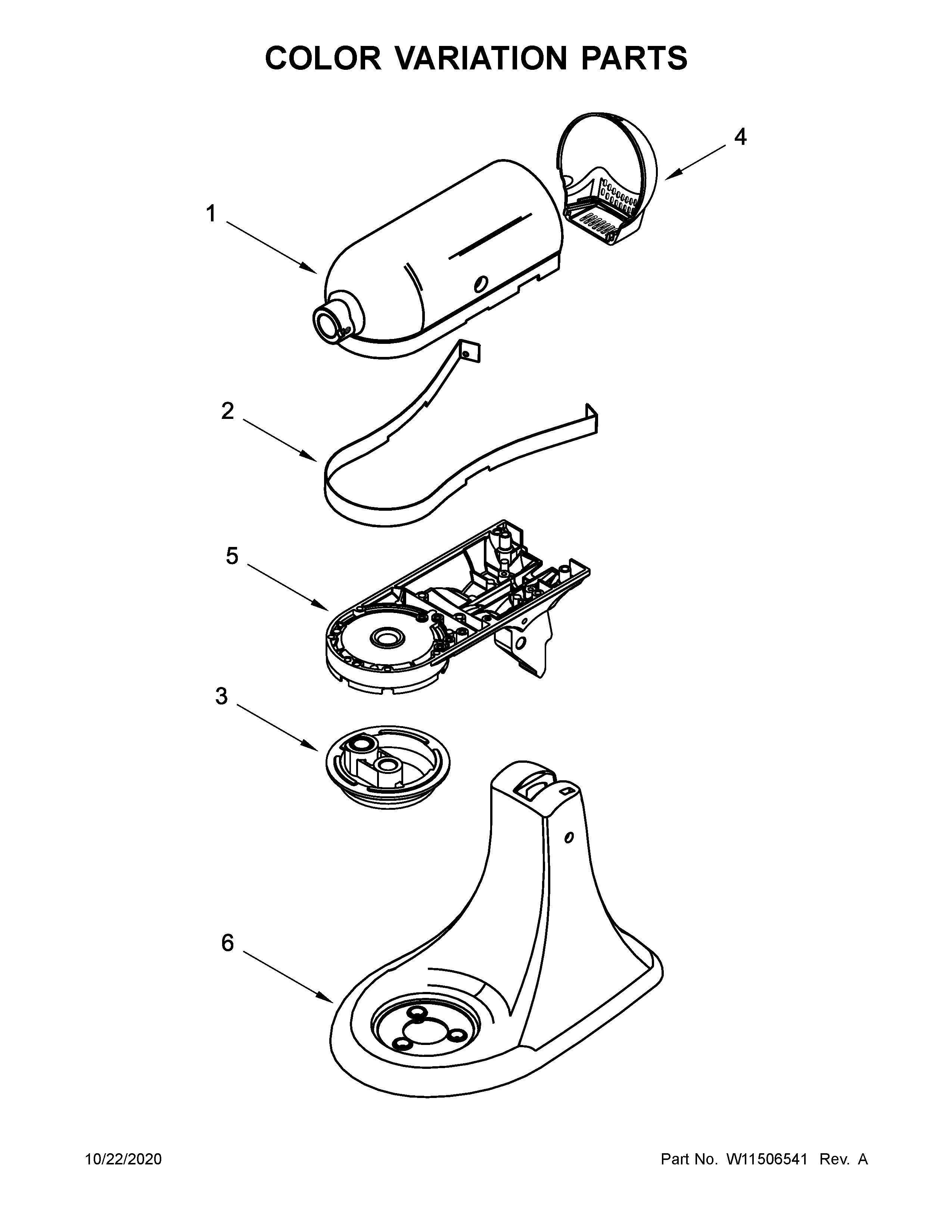 KitchenAid KSM97MI0 color variation parts diagram