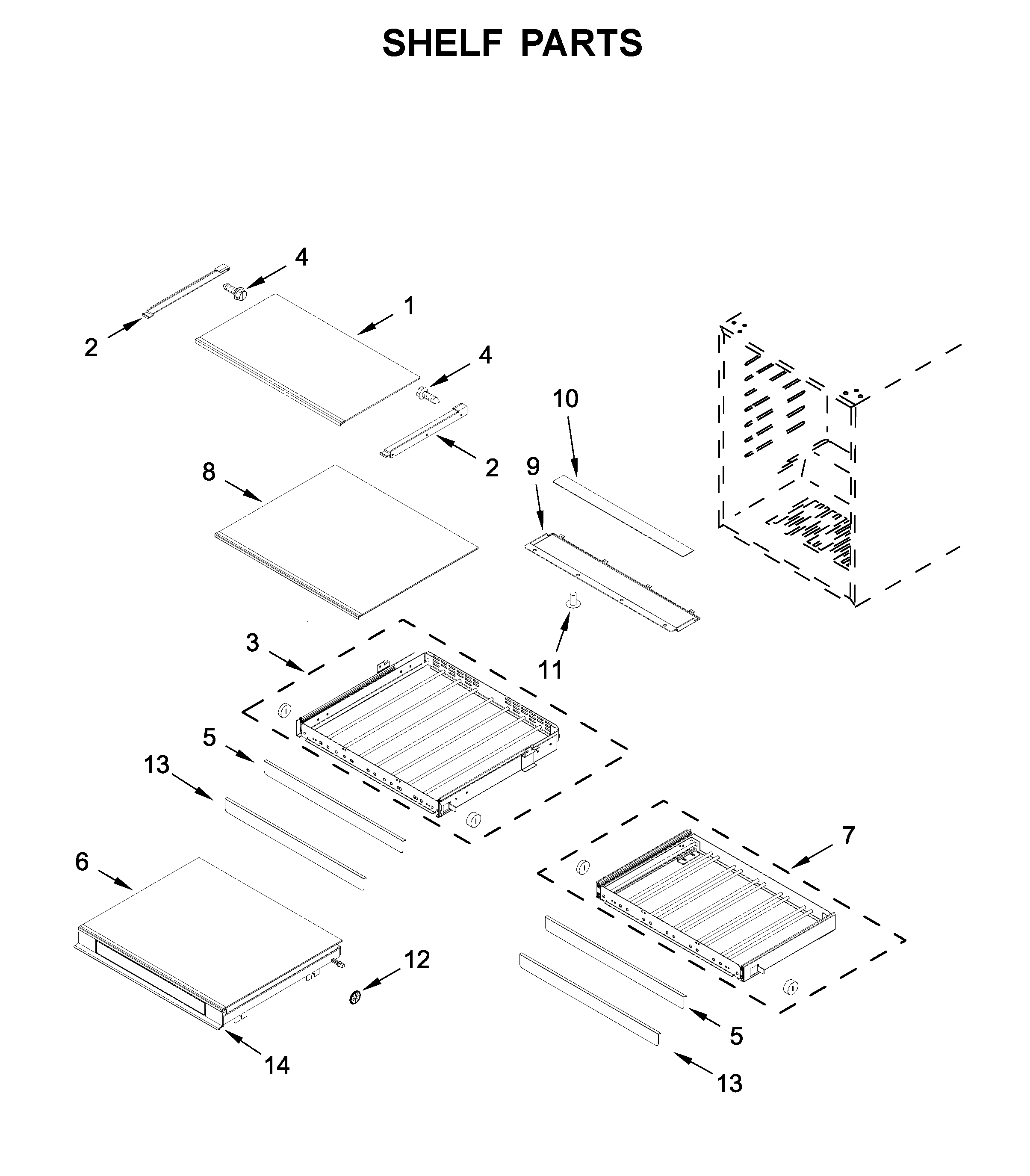 KitchenAid KUBR204ESB01 shelf parts diagram