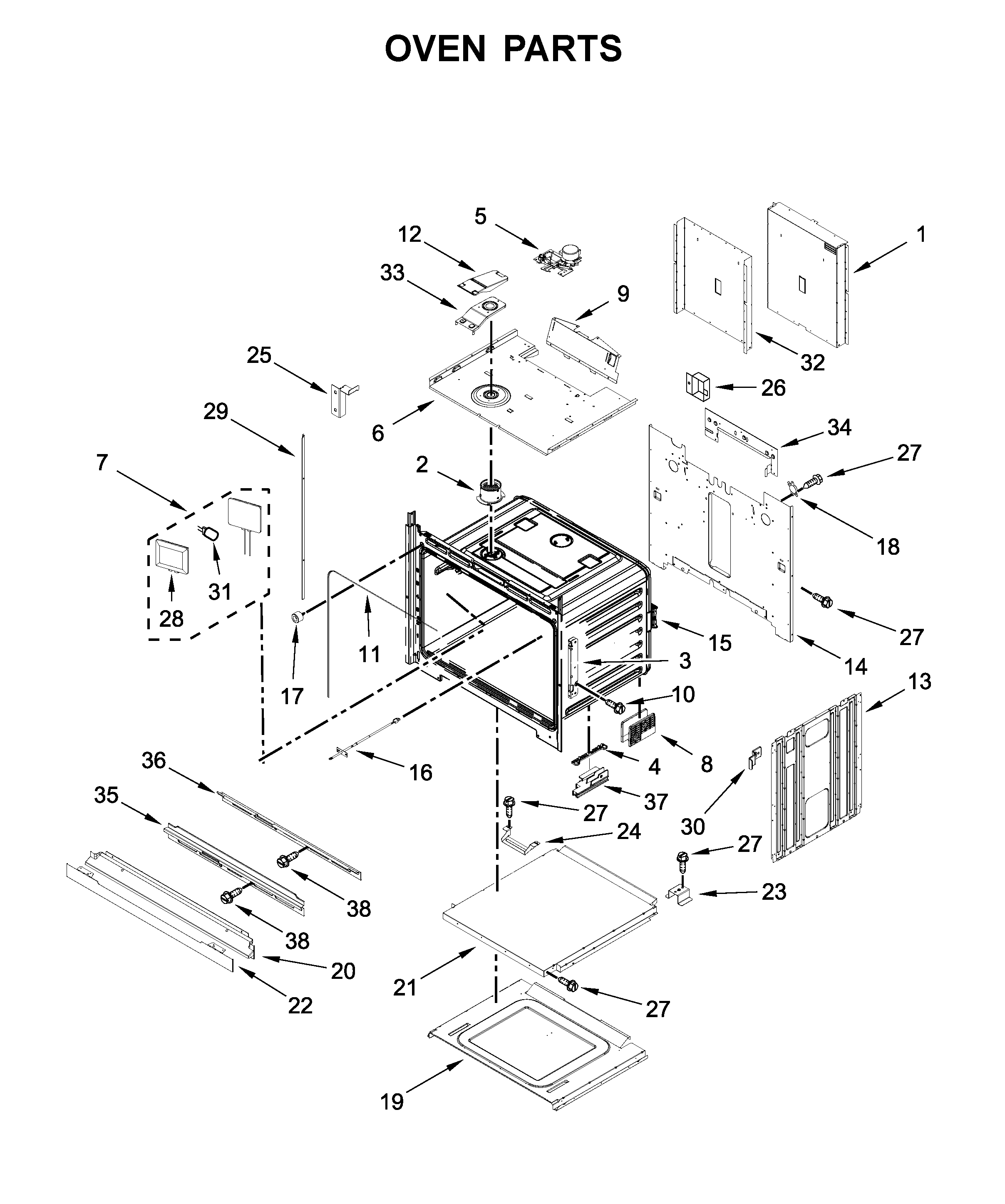 Jenn-Air JJW2827IM01 oven parts diagram