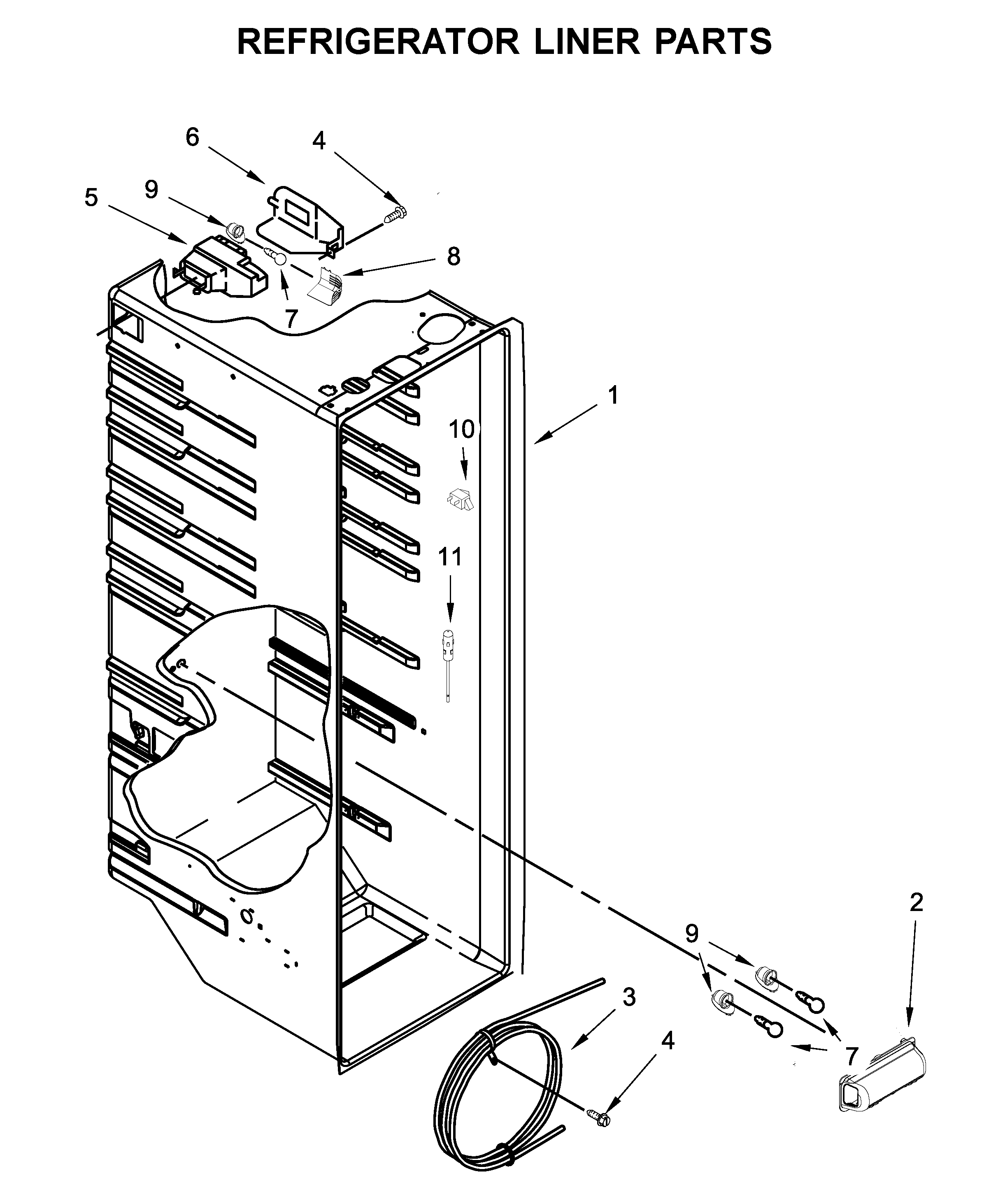 Whirlpool WRS325SDHW00 refrigerator liner parts diagram