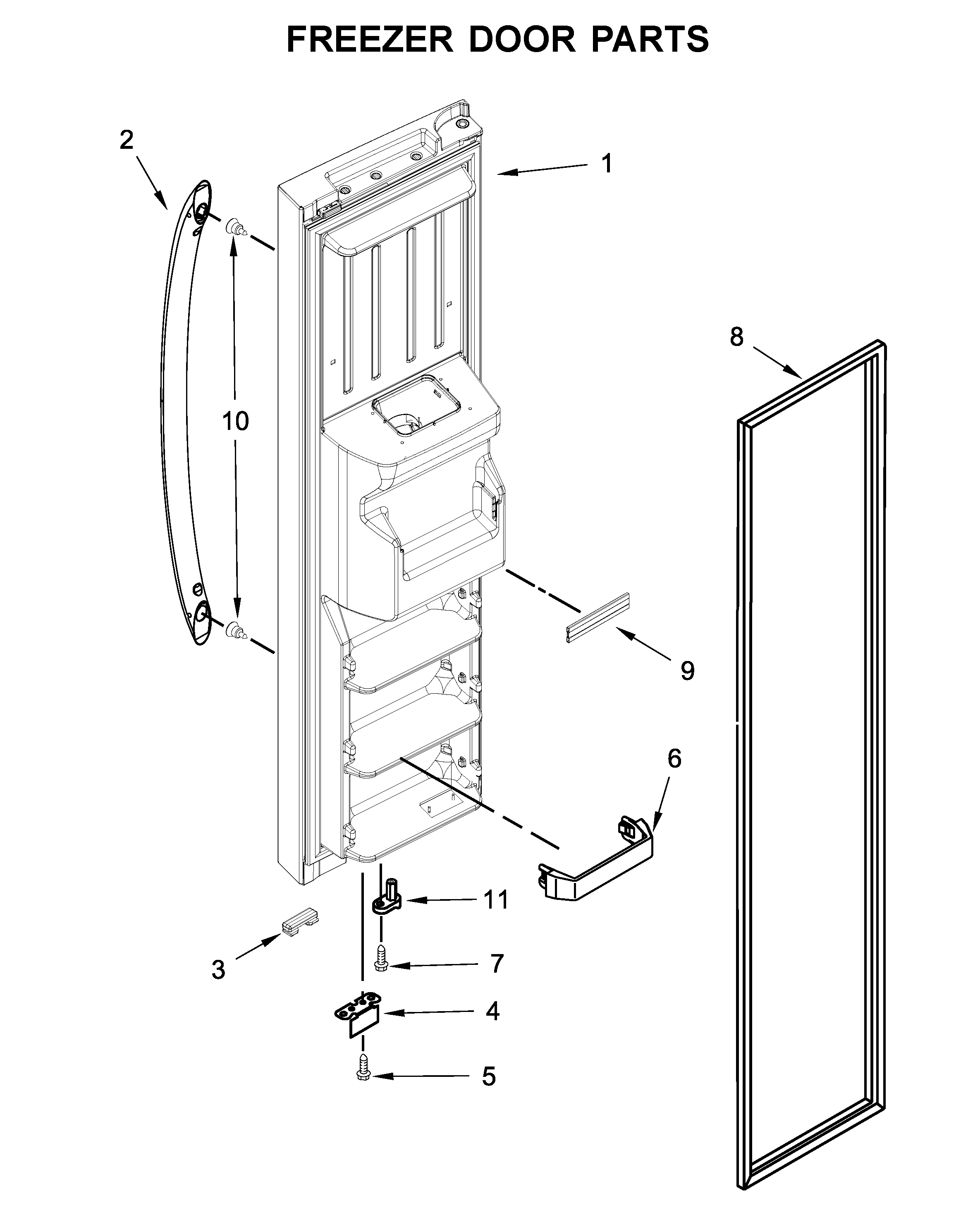 Whirlpool WRS325SDHW00 freezer door parts diagram