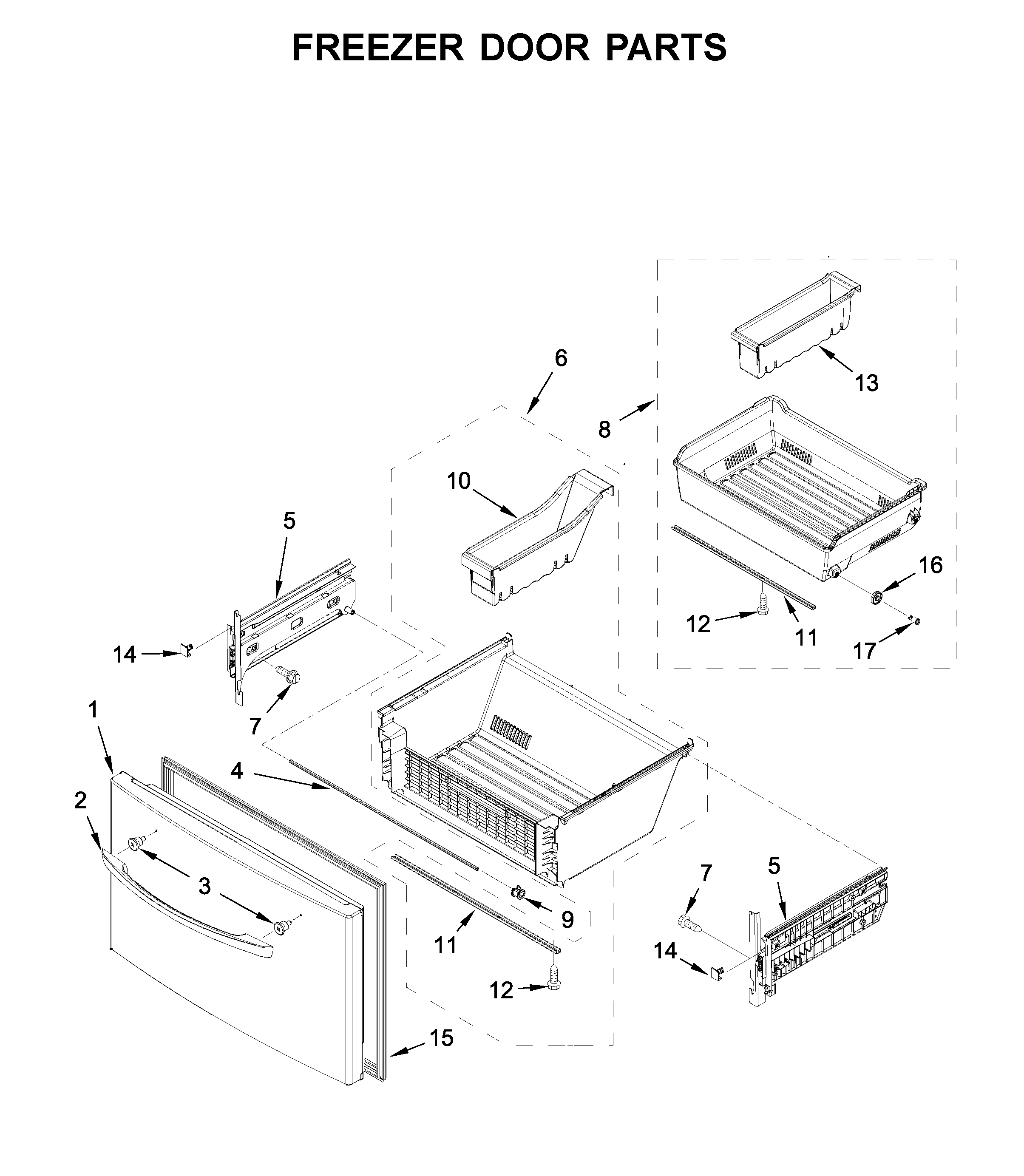 Whirlpool WRF757SDHZ02 freezer door parts diagram