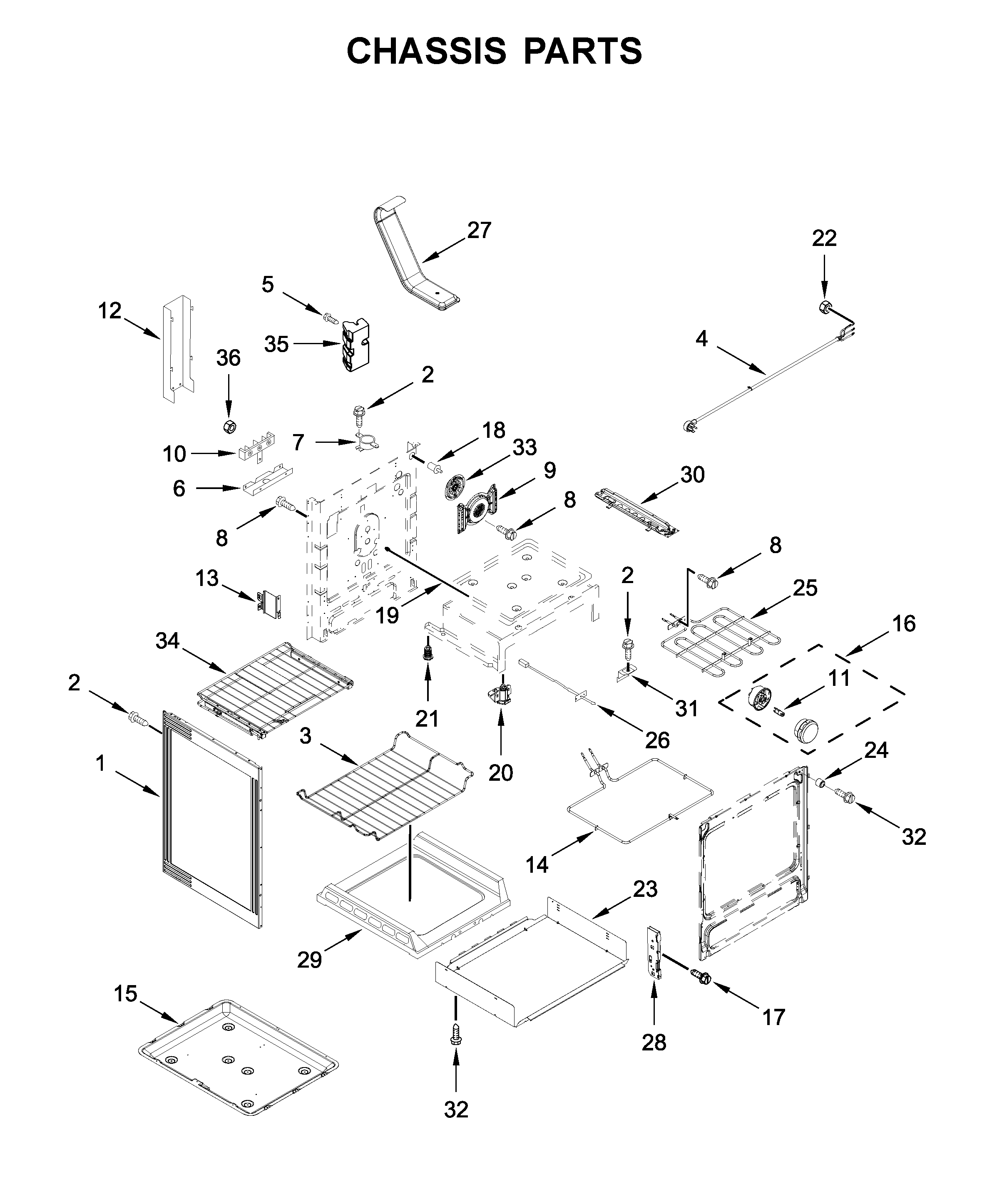 KitchenAid YKFEG500EBS4 chassis parts diagram
