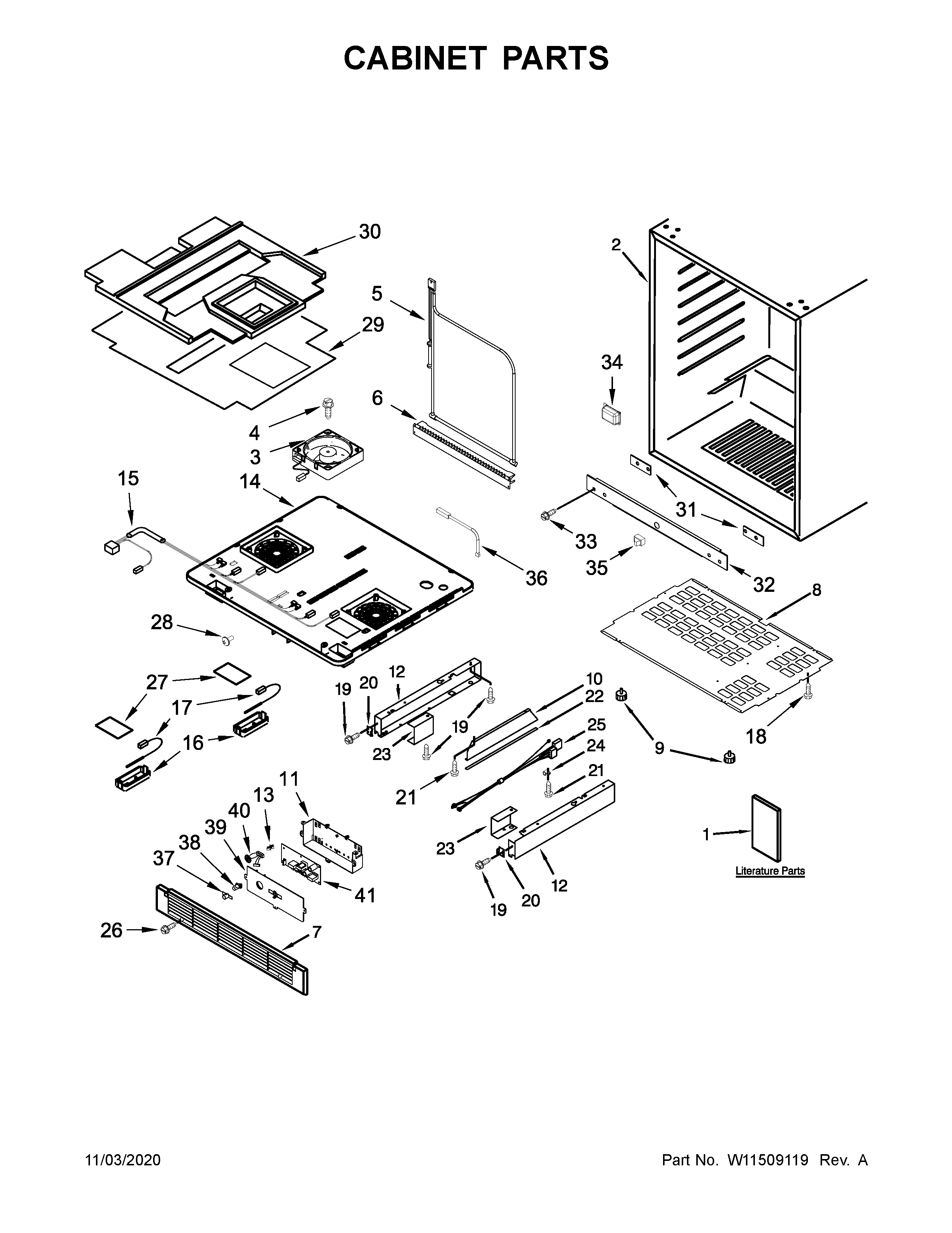 KitchenAid KUBL304EBS02 cabinet parts diagram