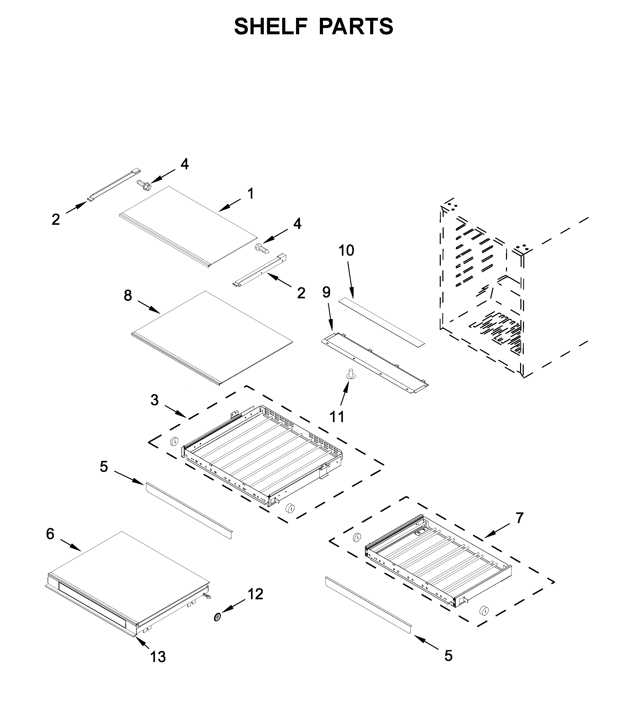 KitchenAid KUBL304EBS02 shelf parts diagram
