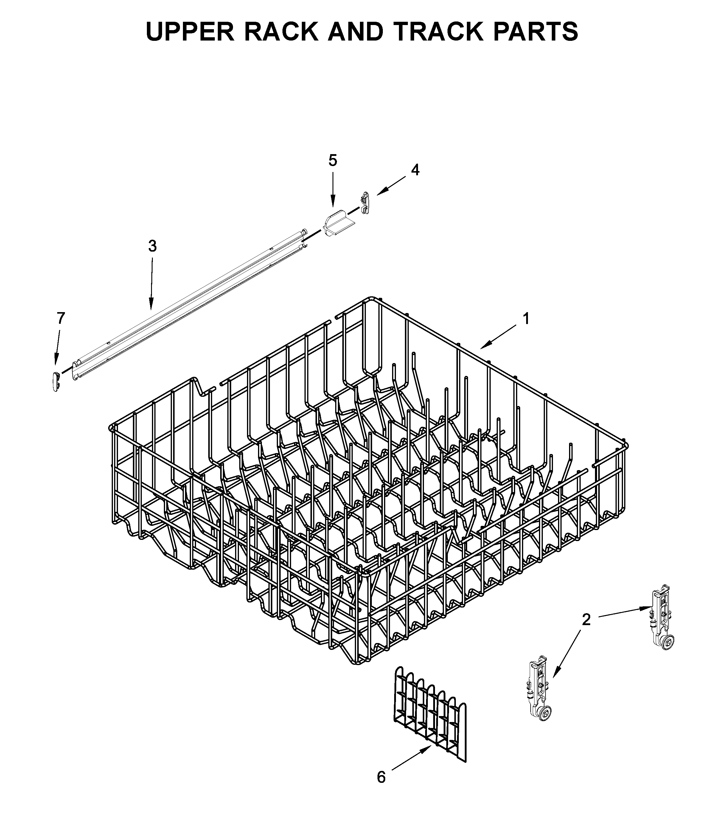 Whirlpool WDF330PAHT3 upper rack and track parts diagram