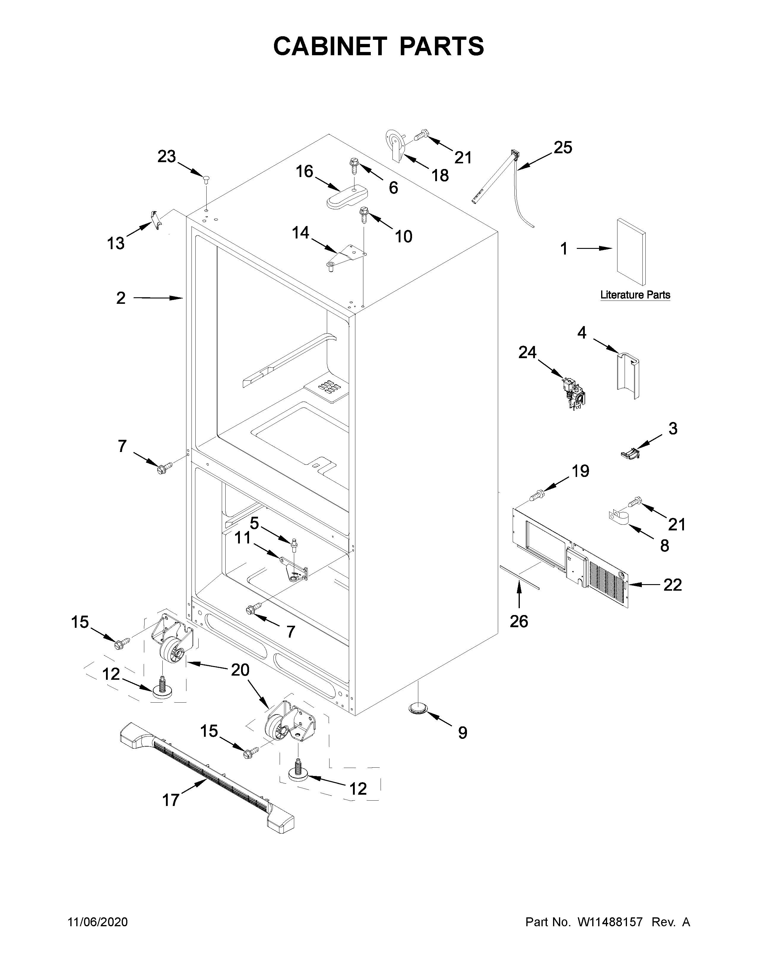 Whirlpool WRB322DMBM02 cabinet parts diagram