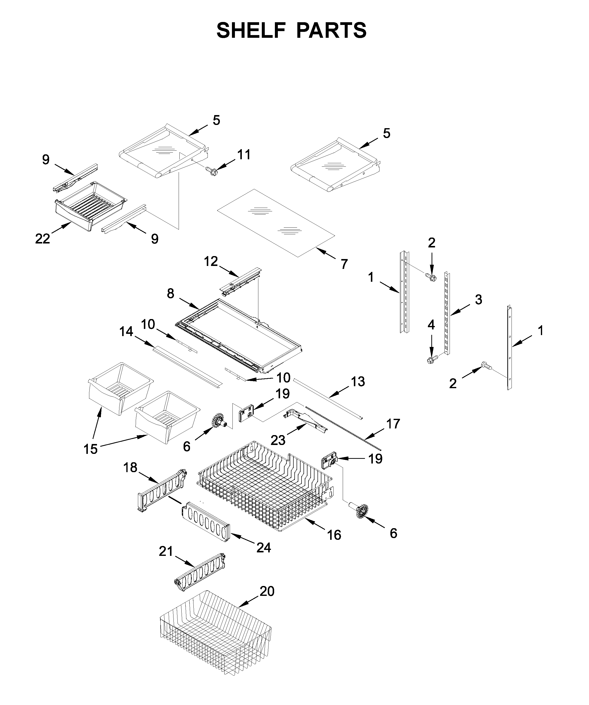 Whirlpool WRB322DMBM02 shelf parts diagram