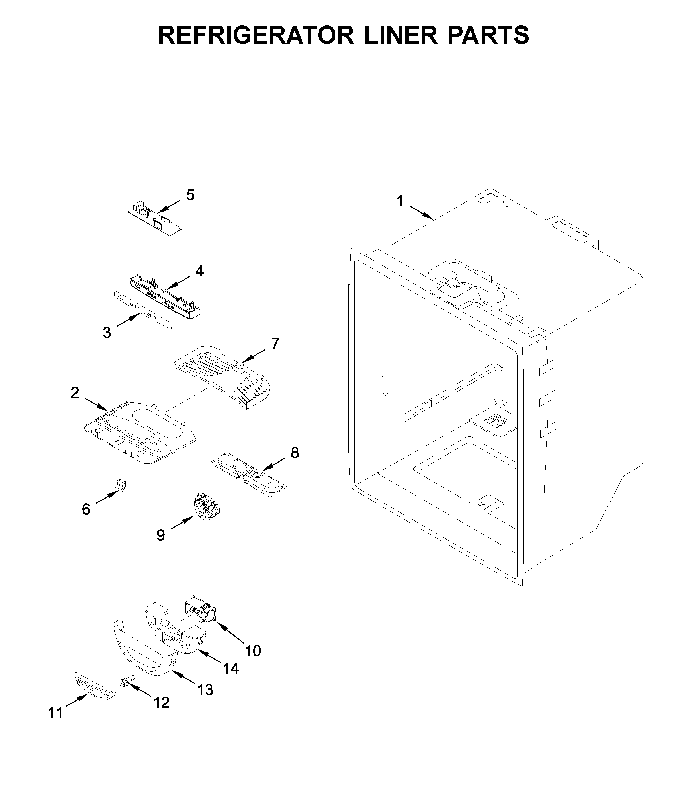 Whirlpool WRB329DMBB02 refrigerator liner parts diagram