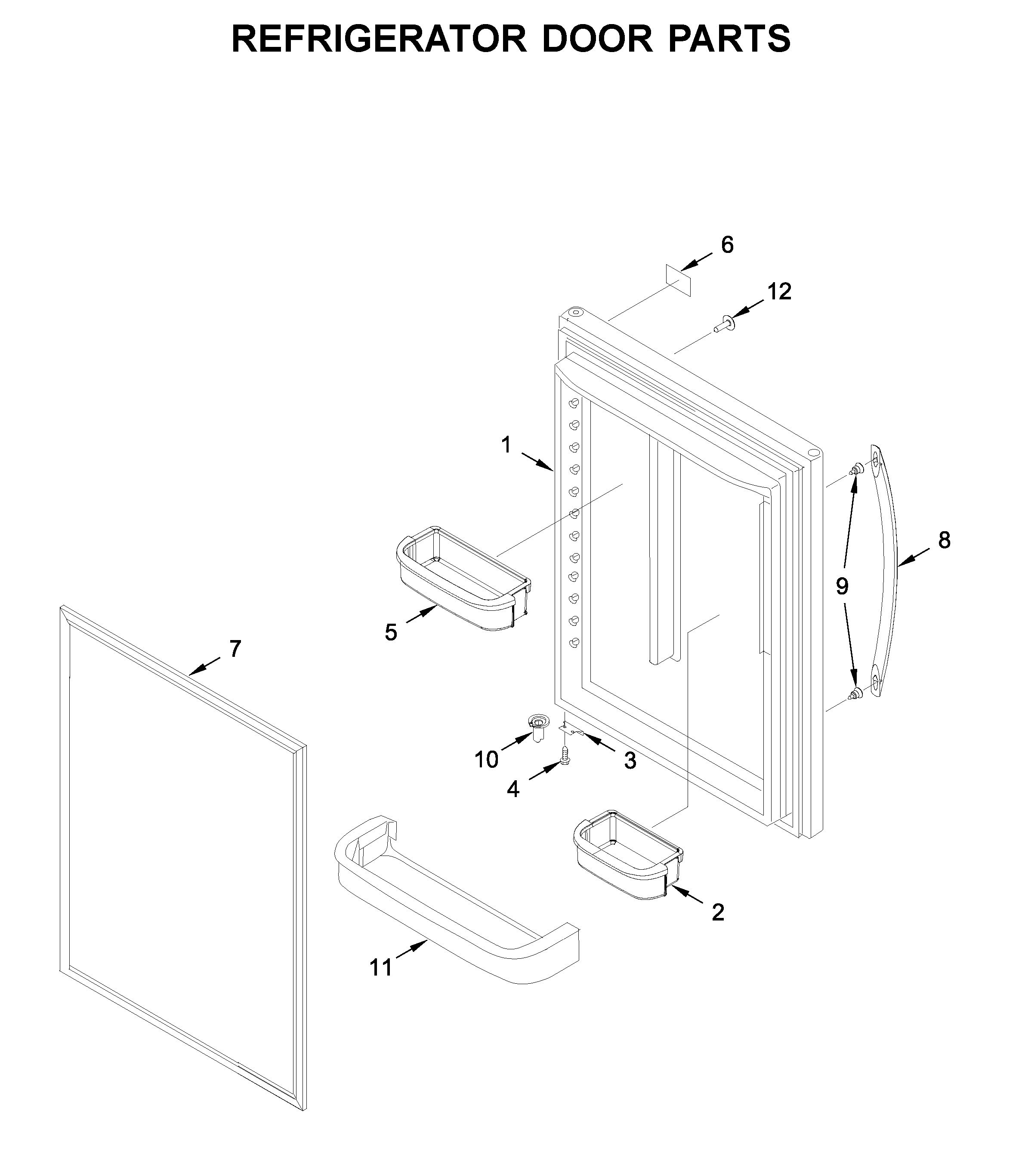 Whirlpool WRB329DMBB02 refrigerator door parts diagram