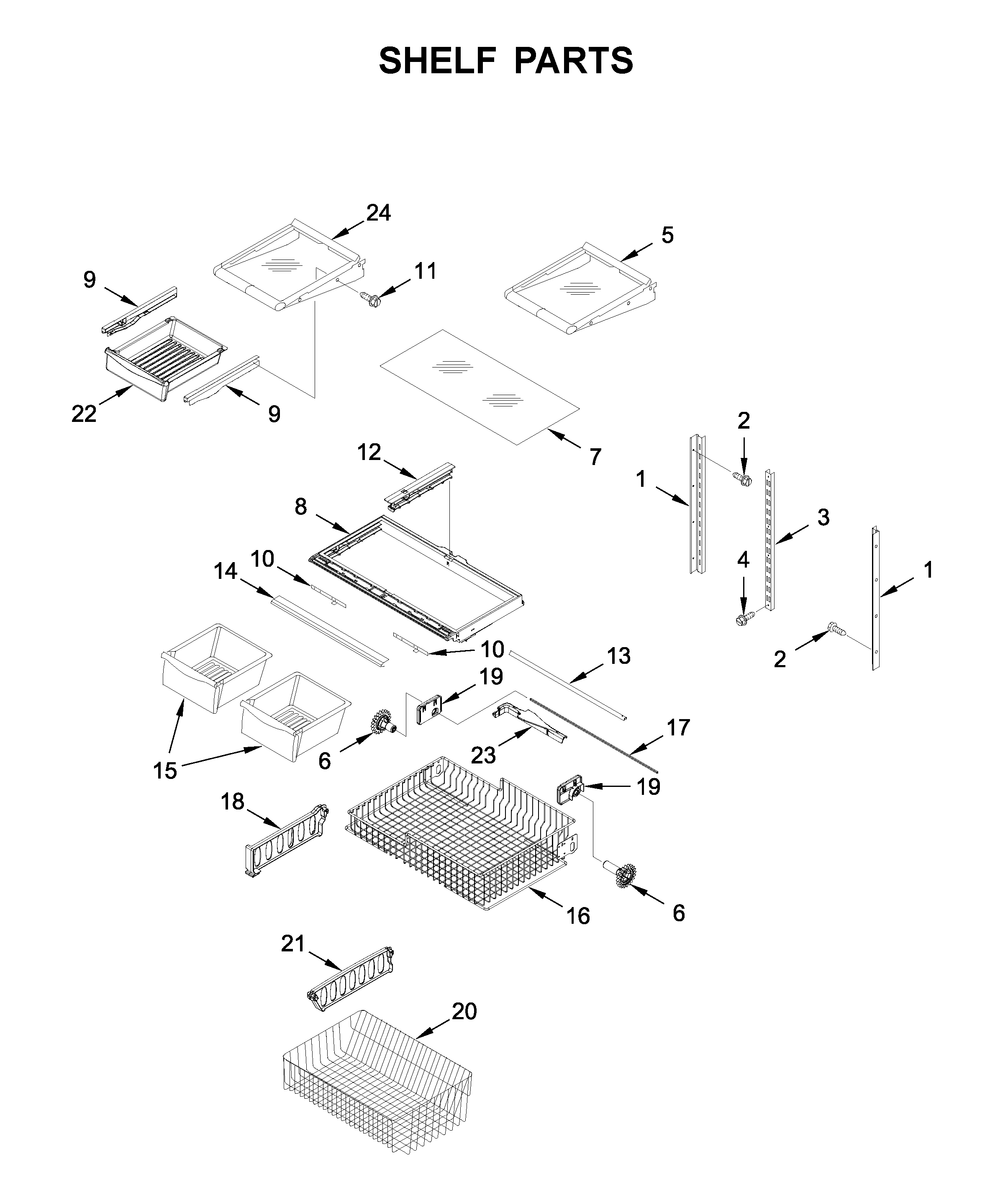 Whirlpool WRB329DMBB02 shelf parts diagram
