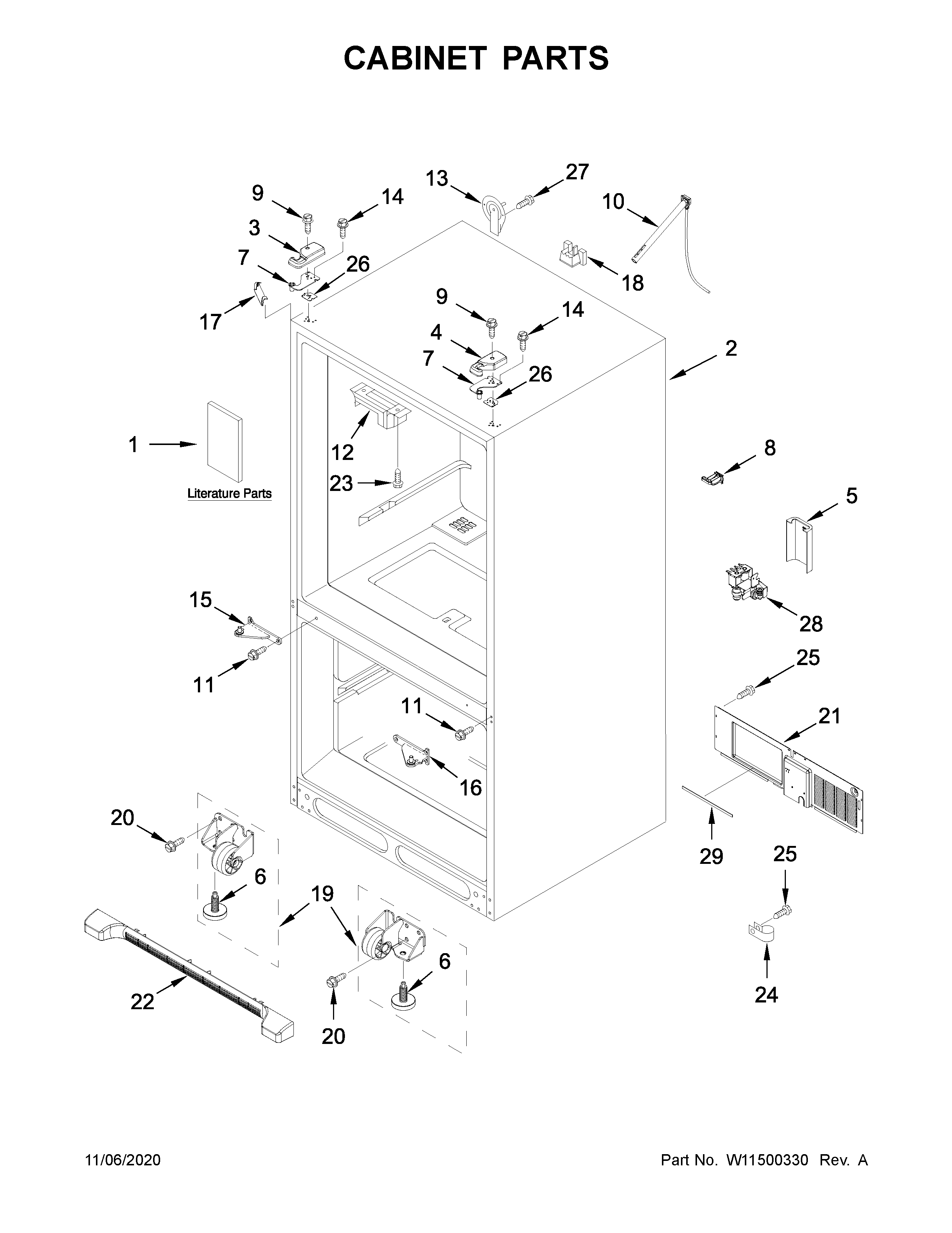Whirlpool WRF535SWHV03 cabinet parts diagram